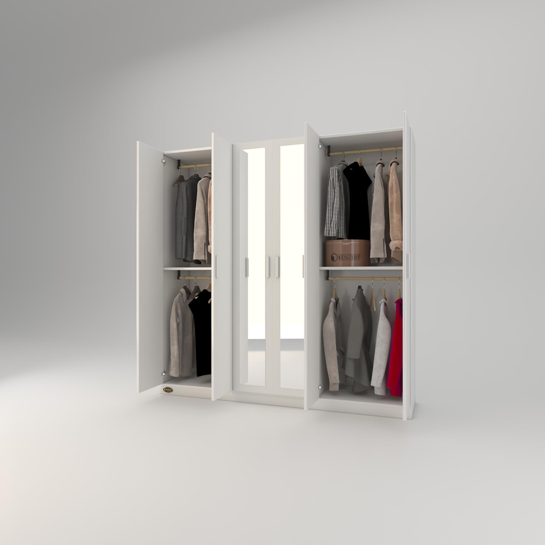 Kenzlife gardırop 6 kapılı anemon 180*180*42 byz aynalı gardolap dolap