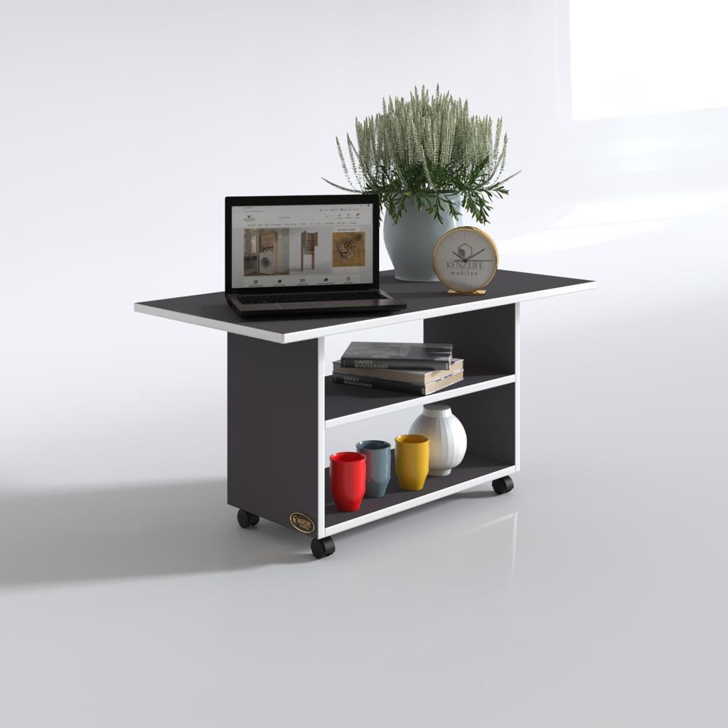 Kenzlife orta salon sehpası prag gri 045*070*50 tekerlekli yemek masası
