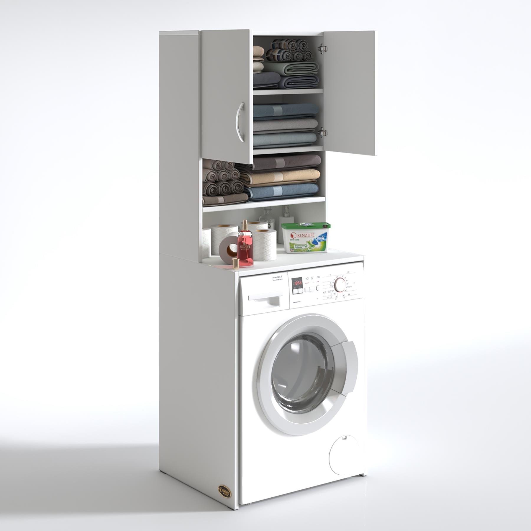 Kenzlife çamaşır makinesi dolabı hayzum byz 180*066*55 banyo kiler çift kapaklı arkalıklı