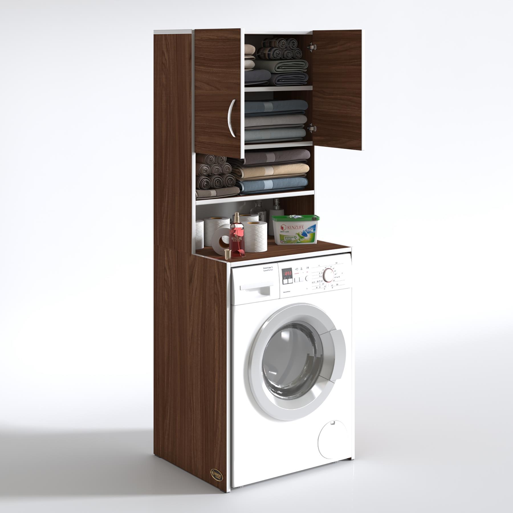 Kenzlife çamaşır makinesi dolabı hayzum cvz 180*066*55 banyo kiler çift kapaklı arkalıklı