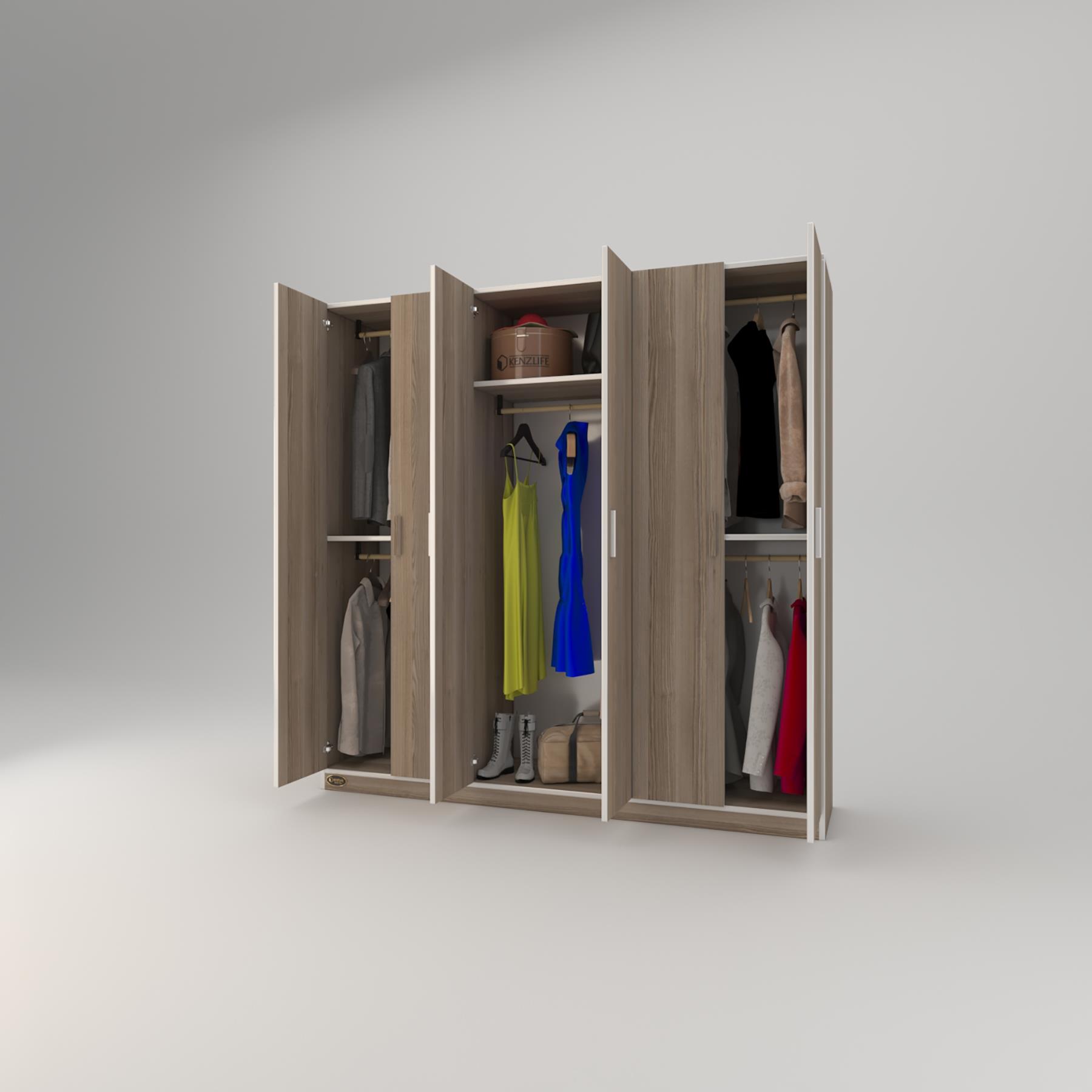 Kenzlife gardırop 6 kapaklı kapılı anemon 180*180*42 crd gardolap dolap