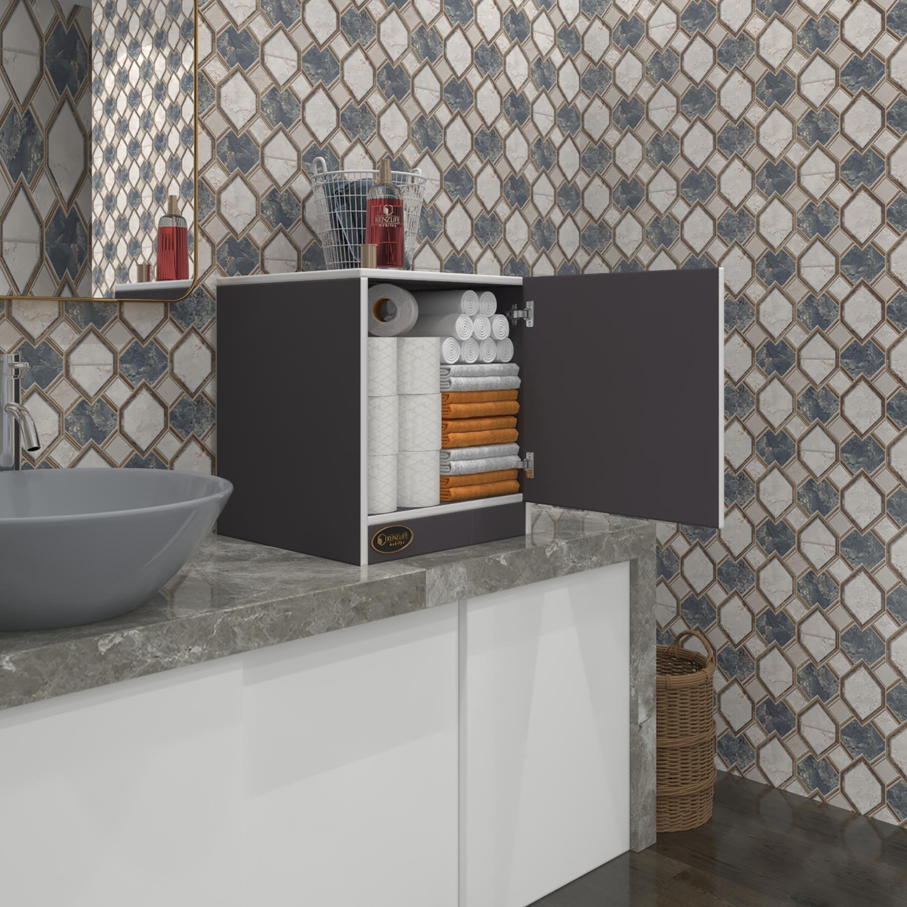 Kenzlife kapaklı mutfak dolabı melek29 gri 039x029x29 banyo ofis komodin (m)
