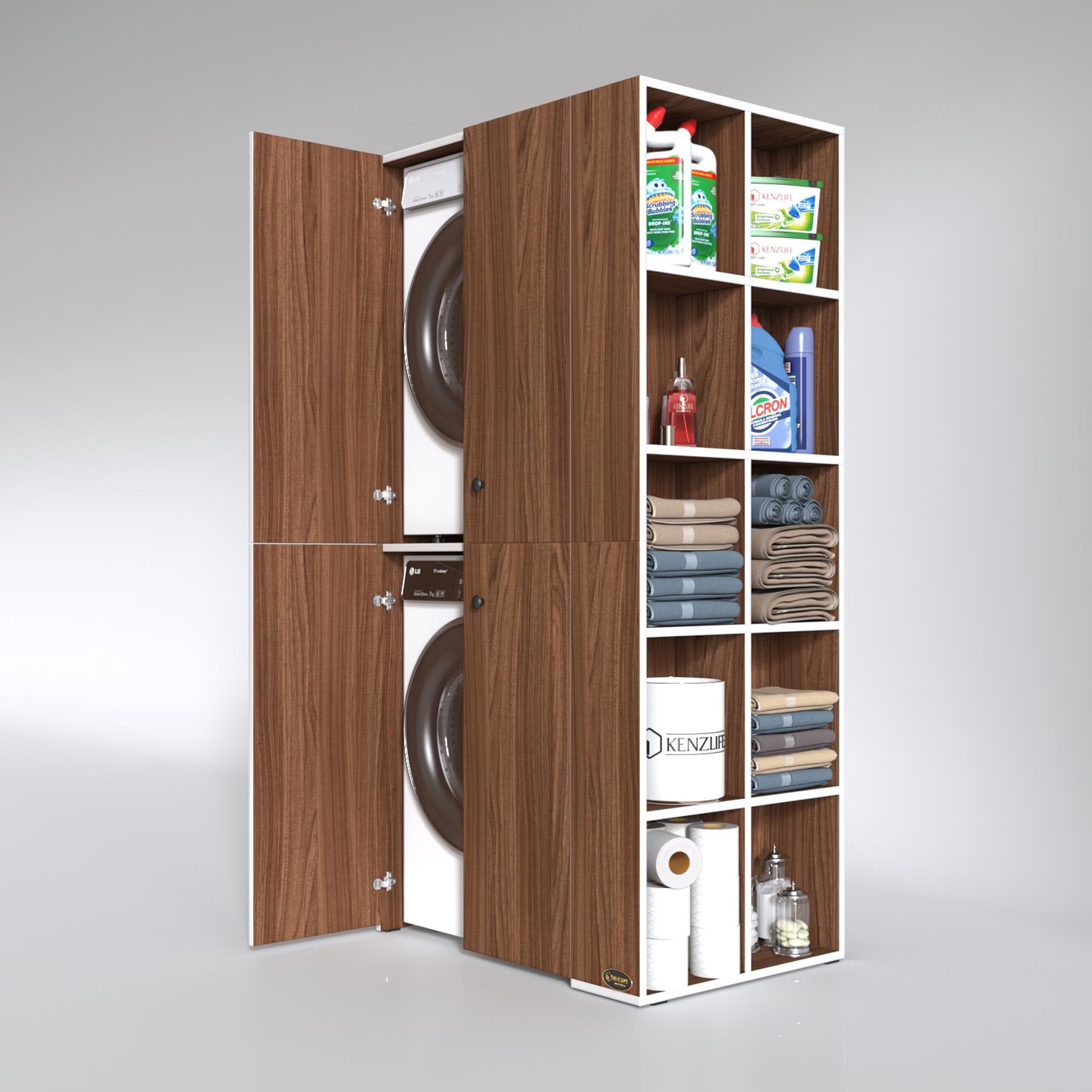 Kenzlife çamaşır-kurutma makinesi dolabı kapaklı fedyenka cvz 180*090*60 banyo arkalıksız