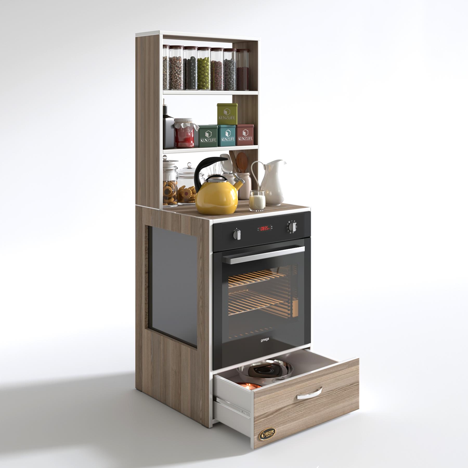 Kenzlife ankastre fırın dolabı gönül crd 165*60*56 mutfak çekmeceli