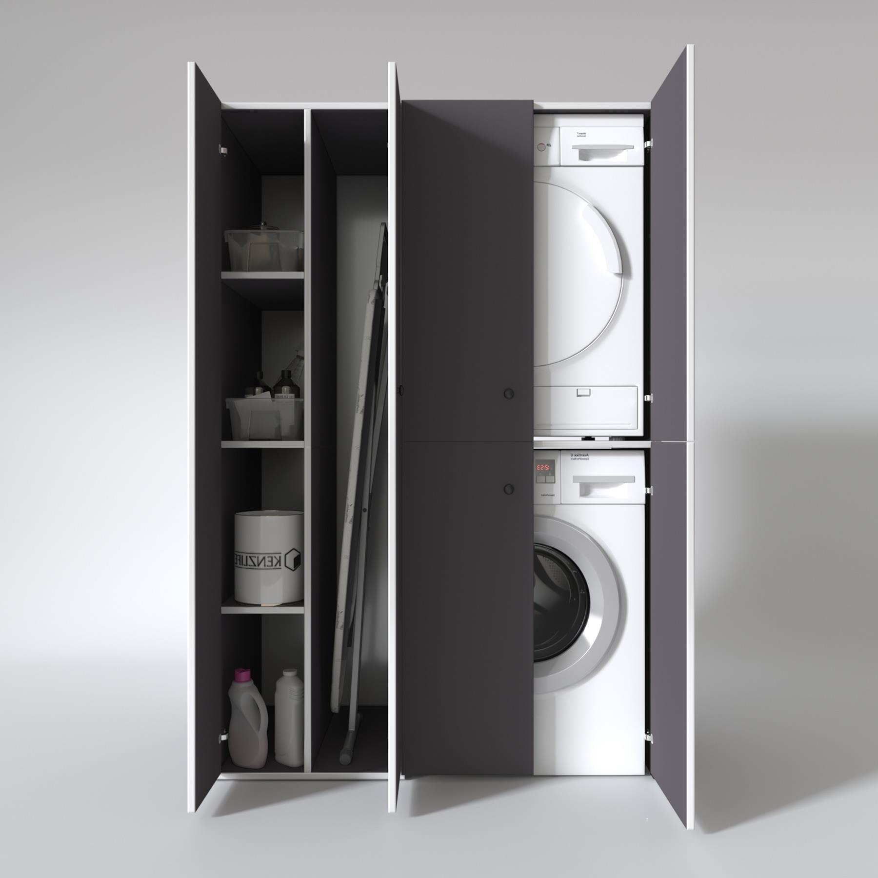Kenzlife çamaşır-kurutma makinesi dolabı kapaklı yaromira gri 180*120*60 banyo arkalıksız