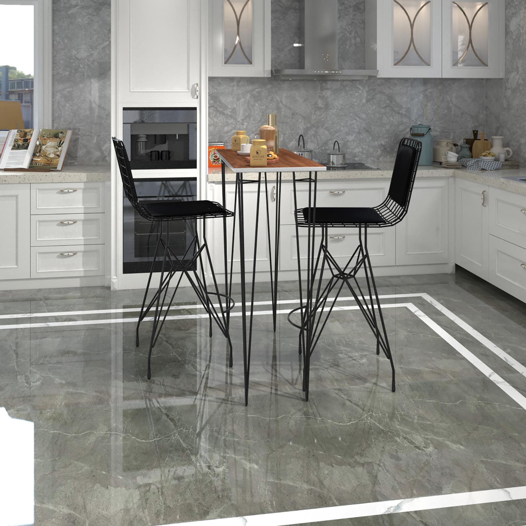 Knsz masa sandalye takımı hem105zengin cvzsyh 100*040 2 sandalye syhsyh sırt minderli