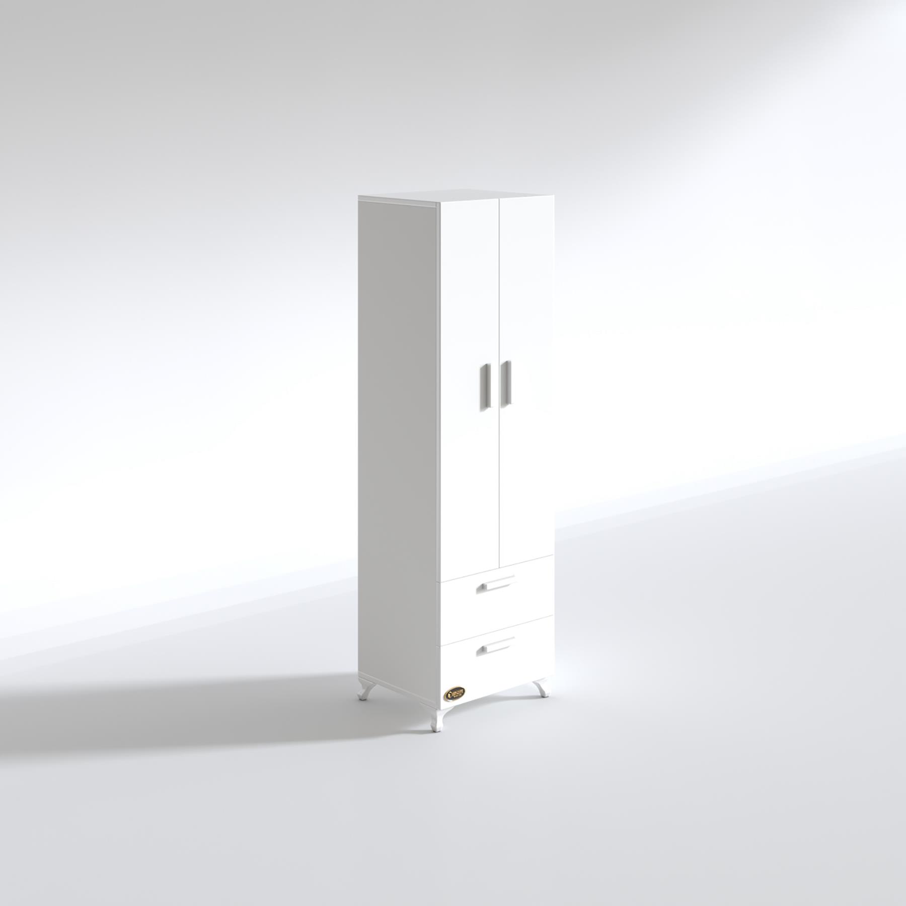 Kenzlife gardırop 2 kapılı 2 çekmeceli kamelya 168*50*42 byz ayaklı gardolap dolap ofis kapaklı