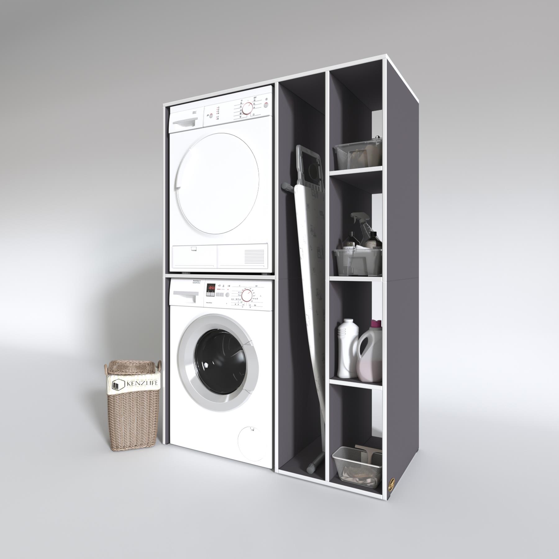 Kenzlife çamaşır-kurutma makinesi dolabı alyusha gri 180*120*60 banyo kapaksız arkalıksız