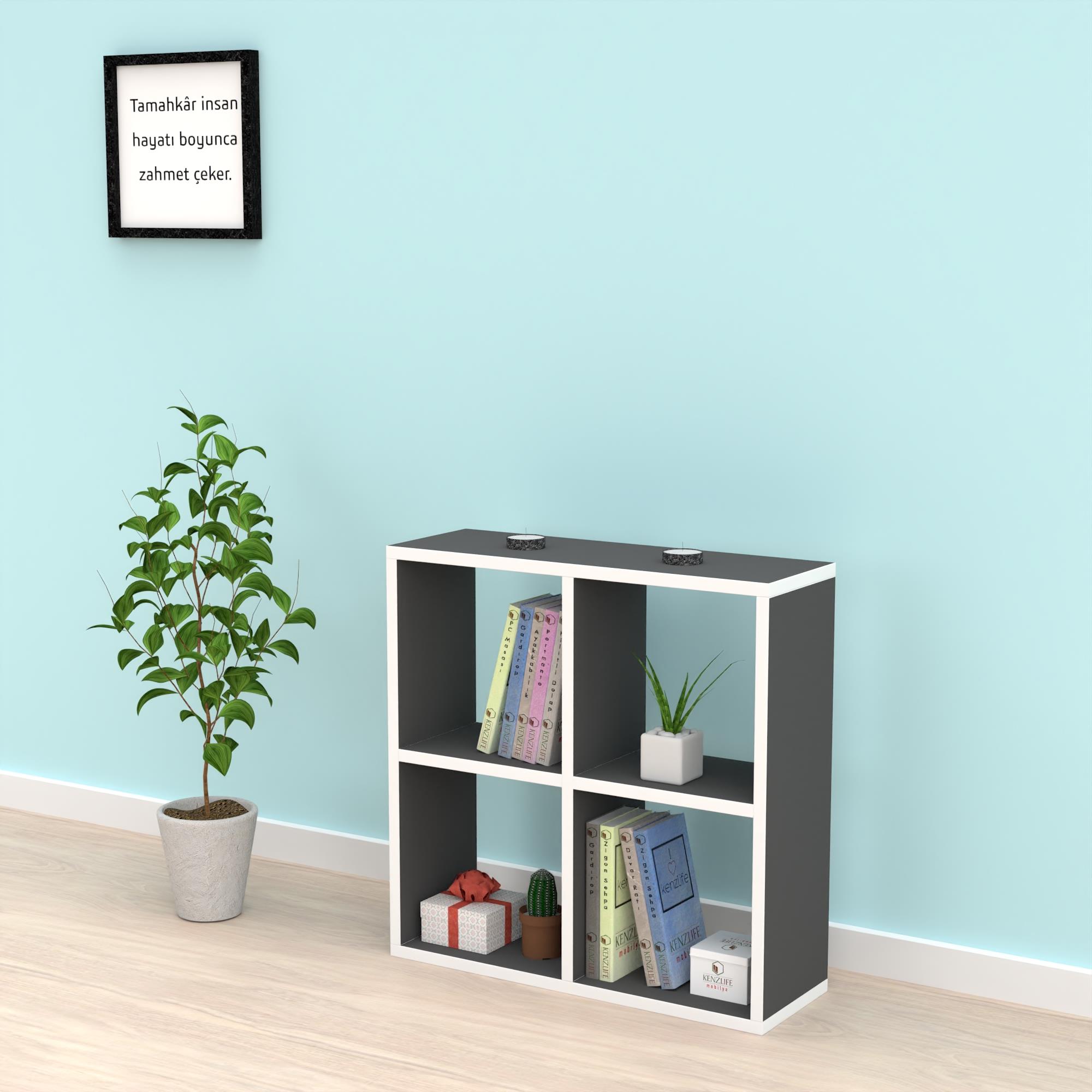 Kenzlife kitaplık gülbin 060*060*20 gri duvar rafı