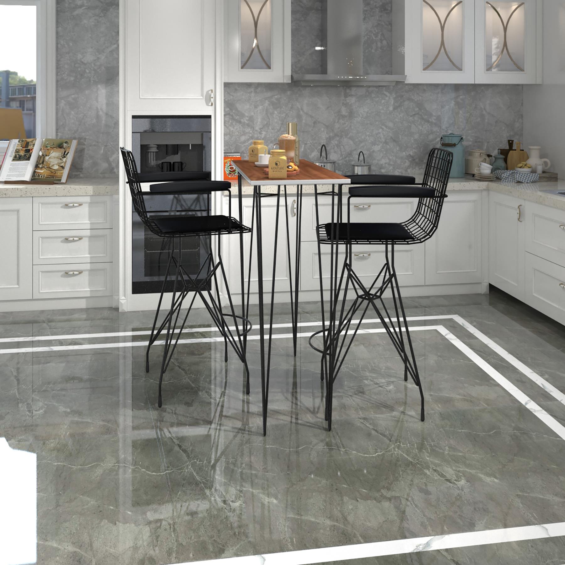 Knsz masa sandalye takımı hem105zengin cvzsyh 100*040 2 sandalye syhsyh kolçaklı
