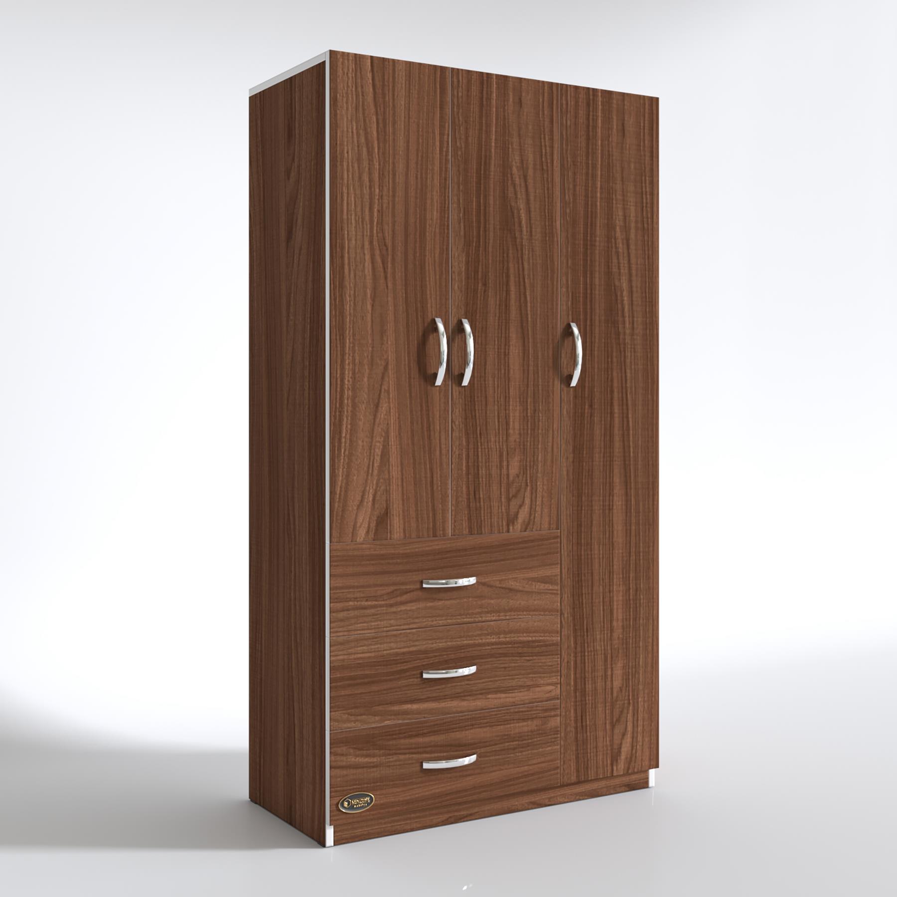 Kenzlife gardırop 3 kapılı 3 çekmeceli civanperçemi 180*120*52 cvz XLARGE kapaklı gardolap dolap