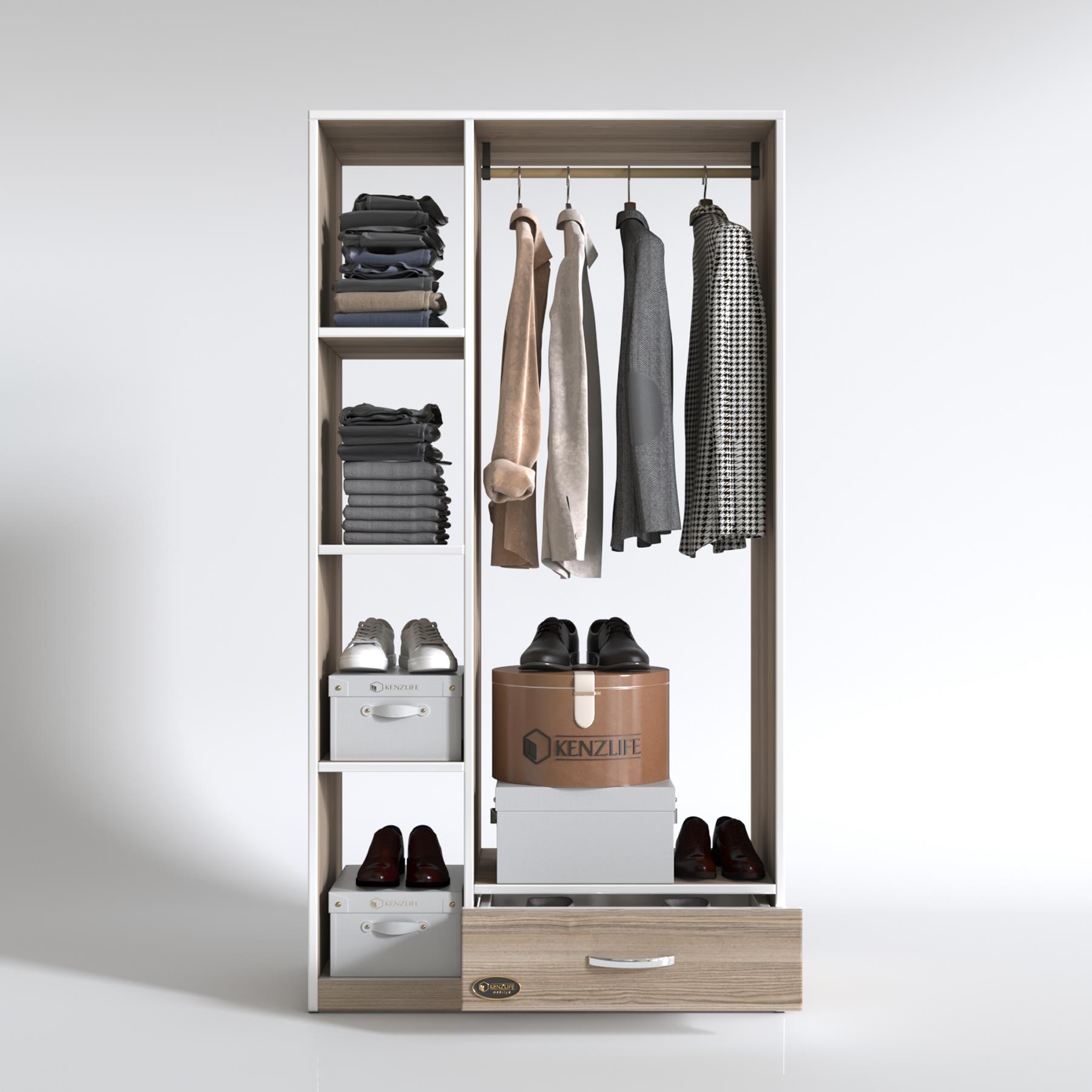 Kenzlife giysi dolabı mengühan 175*90*40 crd gardırop 1 çekmeceli