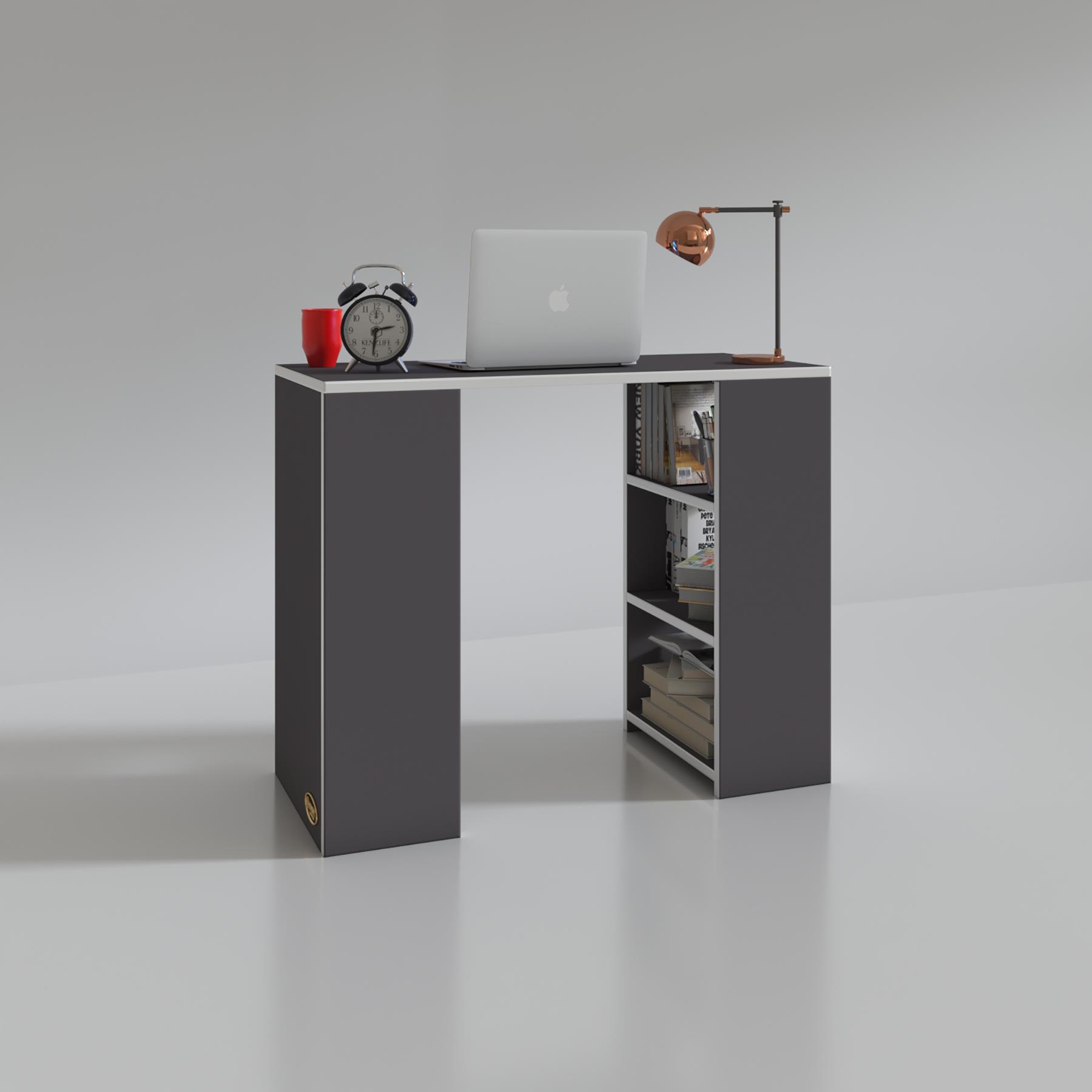 Kenzlife bilgisayar çalışma masası venüs gri ofis sekreter laptop