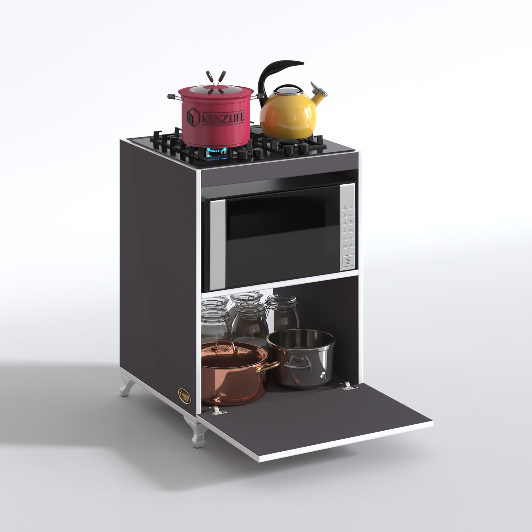 Kenzlife ocak dolabı demi gri 85*60*57 mutfak modül mini fırın  ankastre ocak için