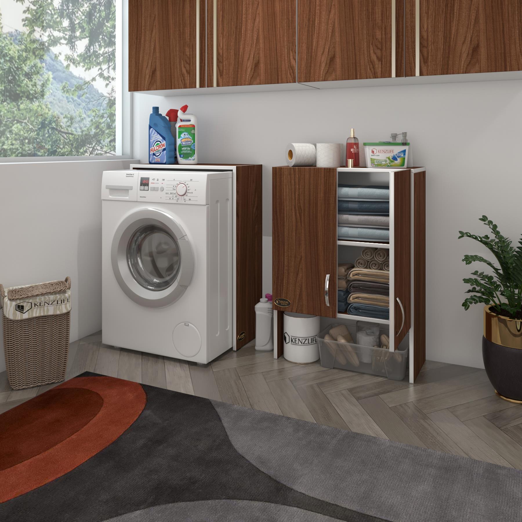 Kenzlife çamaşır makinesi dolabı sinem cvz 180*066*30 banyo kiler kapaklı arkalıklı