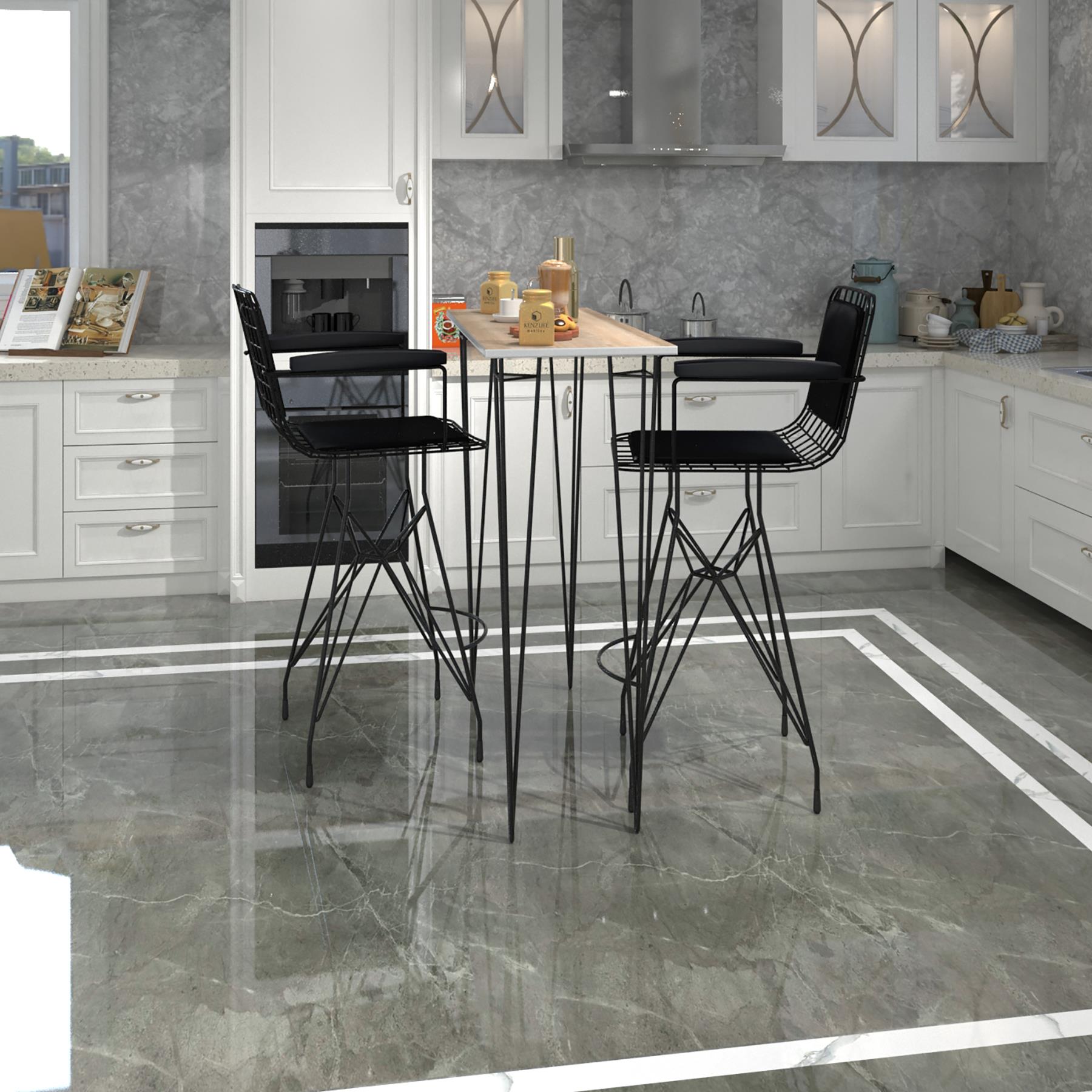 Knsz masa sandalye takımı hem105zengin crdsyh 100*040 2 sandalye syhsyh kolçaklı sırt minderli