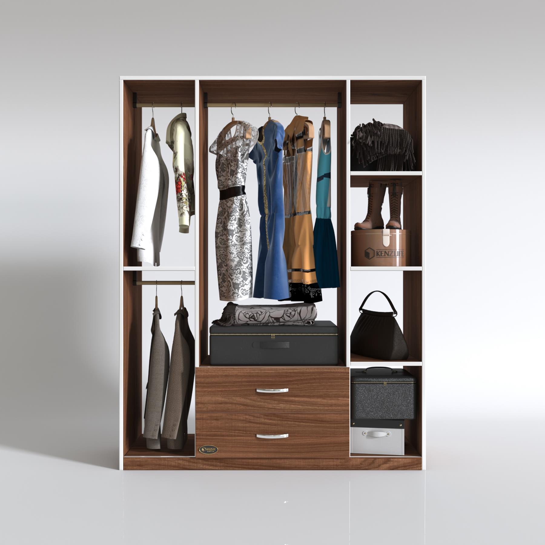 Kenzlife giysi dolabı orhan 175*120*40 cvz gardırop 2 çekmeceli