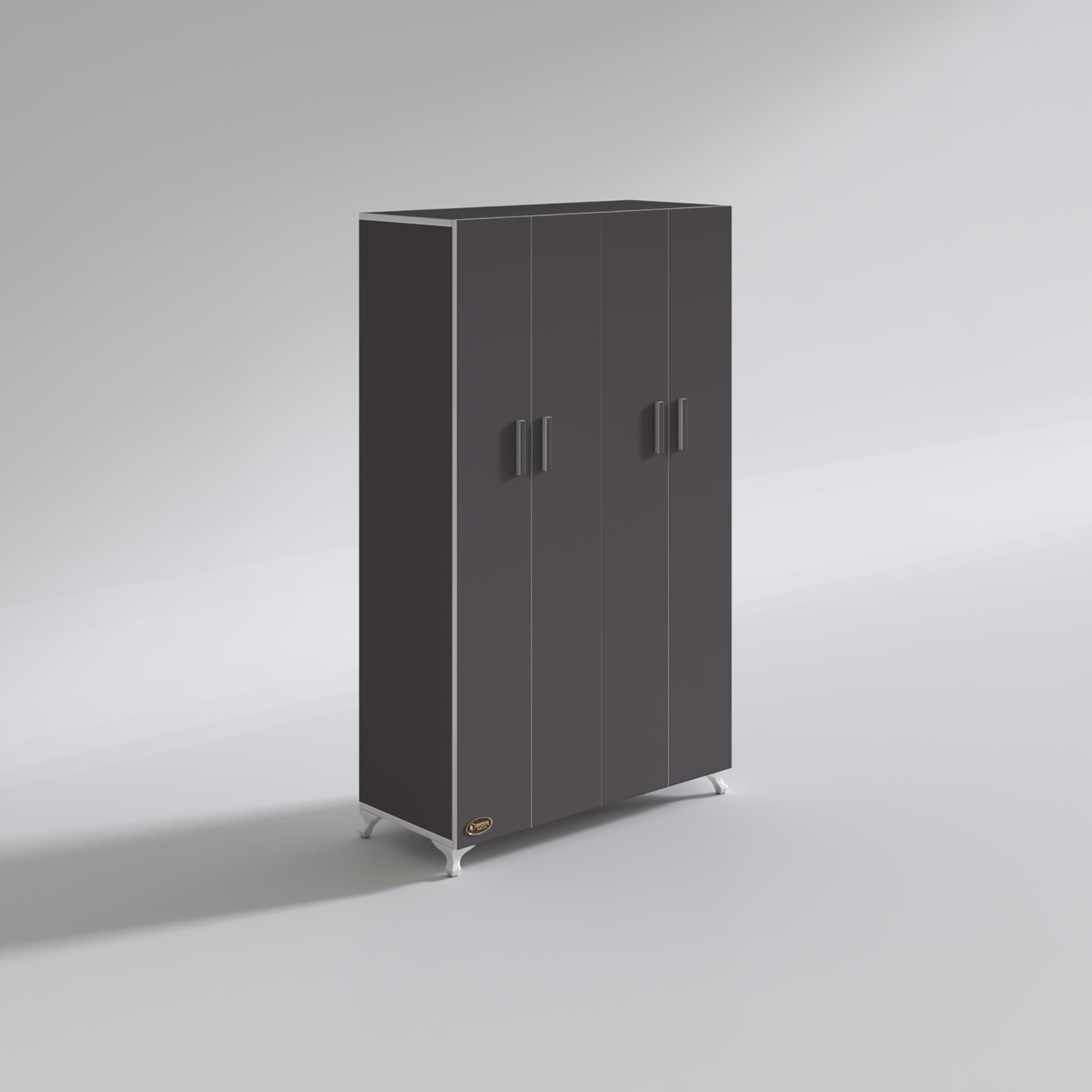 Kenzlife gardırop 4 kapaklı kapılı defne 168*100*42 gri ayaklı gardolap dolap