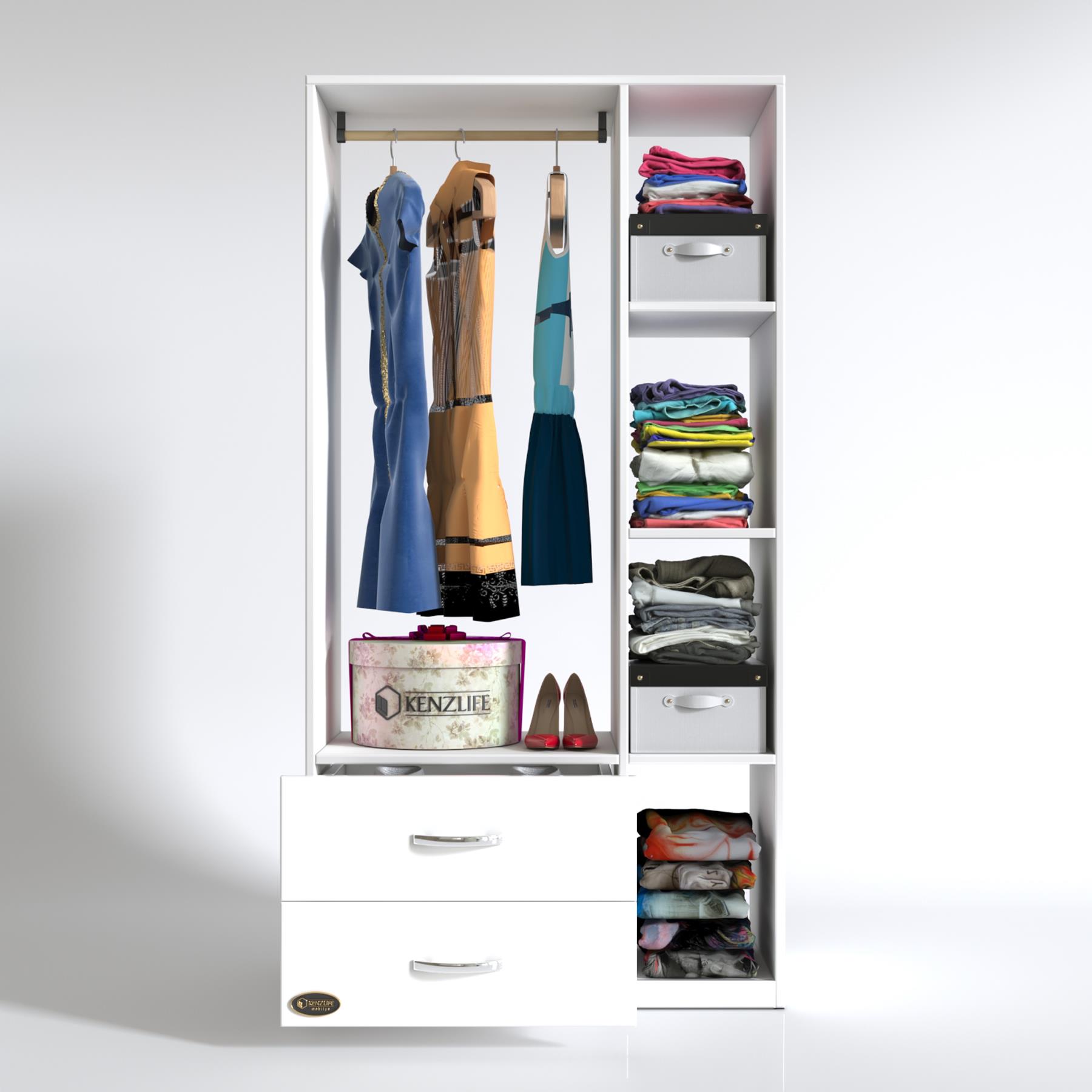 Kenzlife giysi dolabı hülagü 175*90*40 byz gardırop 2 çekmeceli