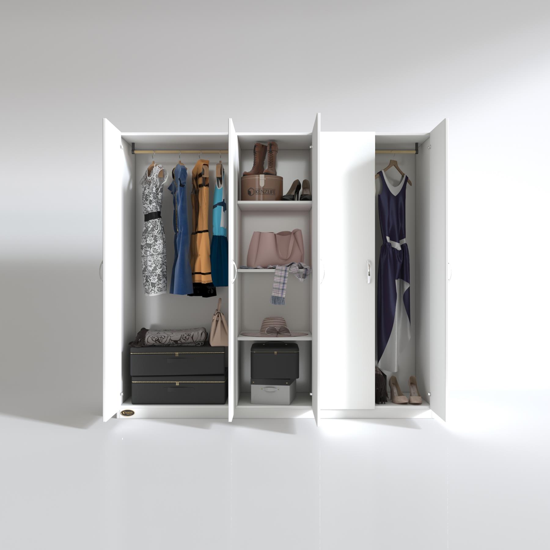 Kenzlife gardırop 5 kapılı horozibiği 180*200*52 byz XLARGE kapaklı gardolap dolap