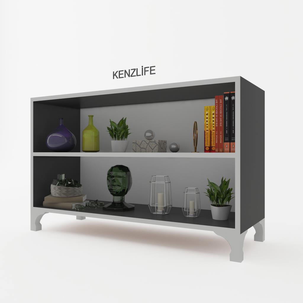 Kenzlife kitaplık tuğçe 048*090*020 gri ayaklı mutfak dolabı banyo ofis ayakkabılık kiler