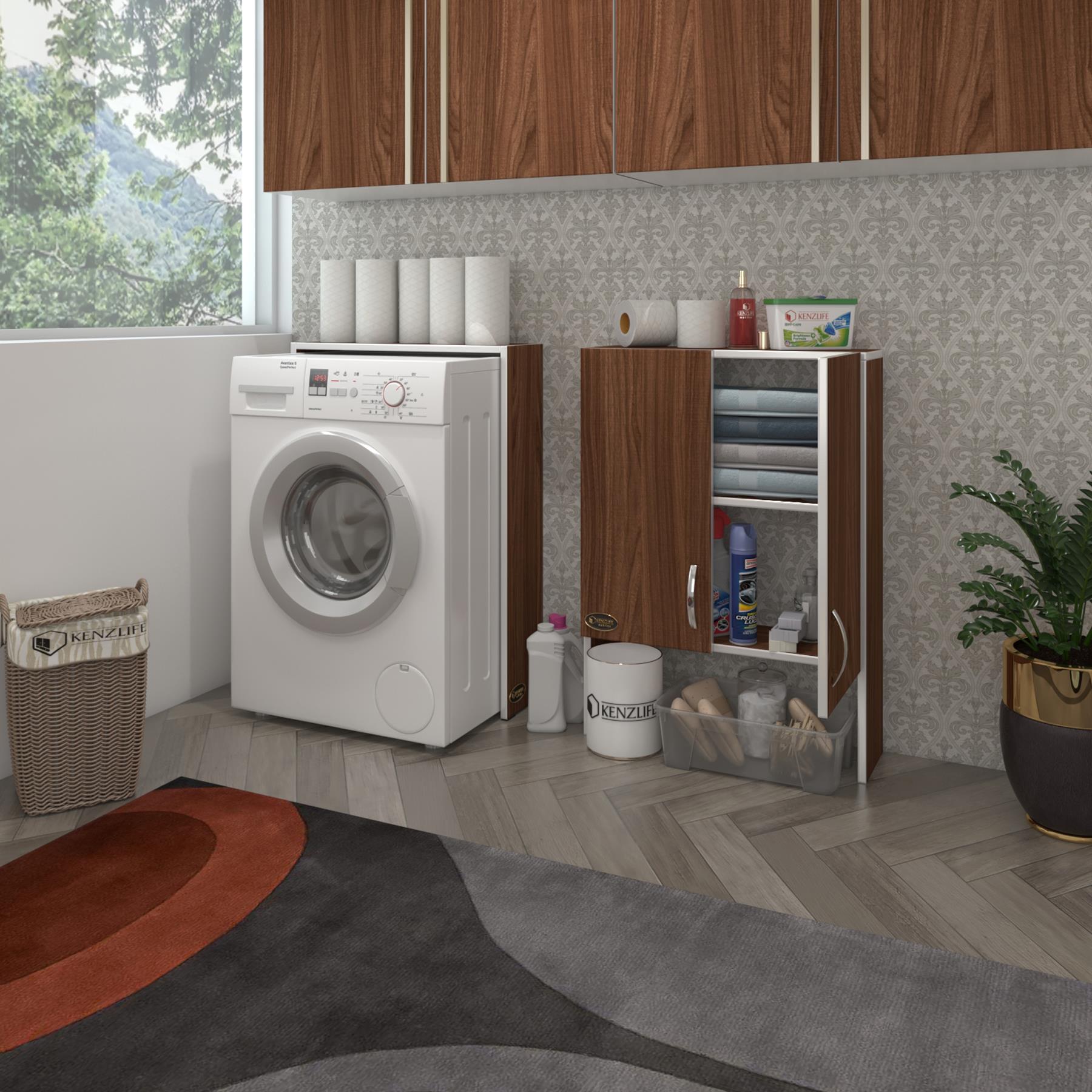 Kenzlife çamaşır makinesi dolabı veronika cvz 180*066*20 banyo çift kapaklı arkalıksız