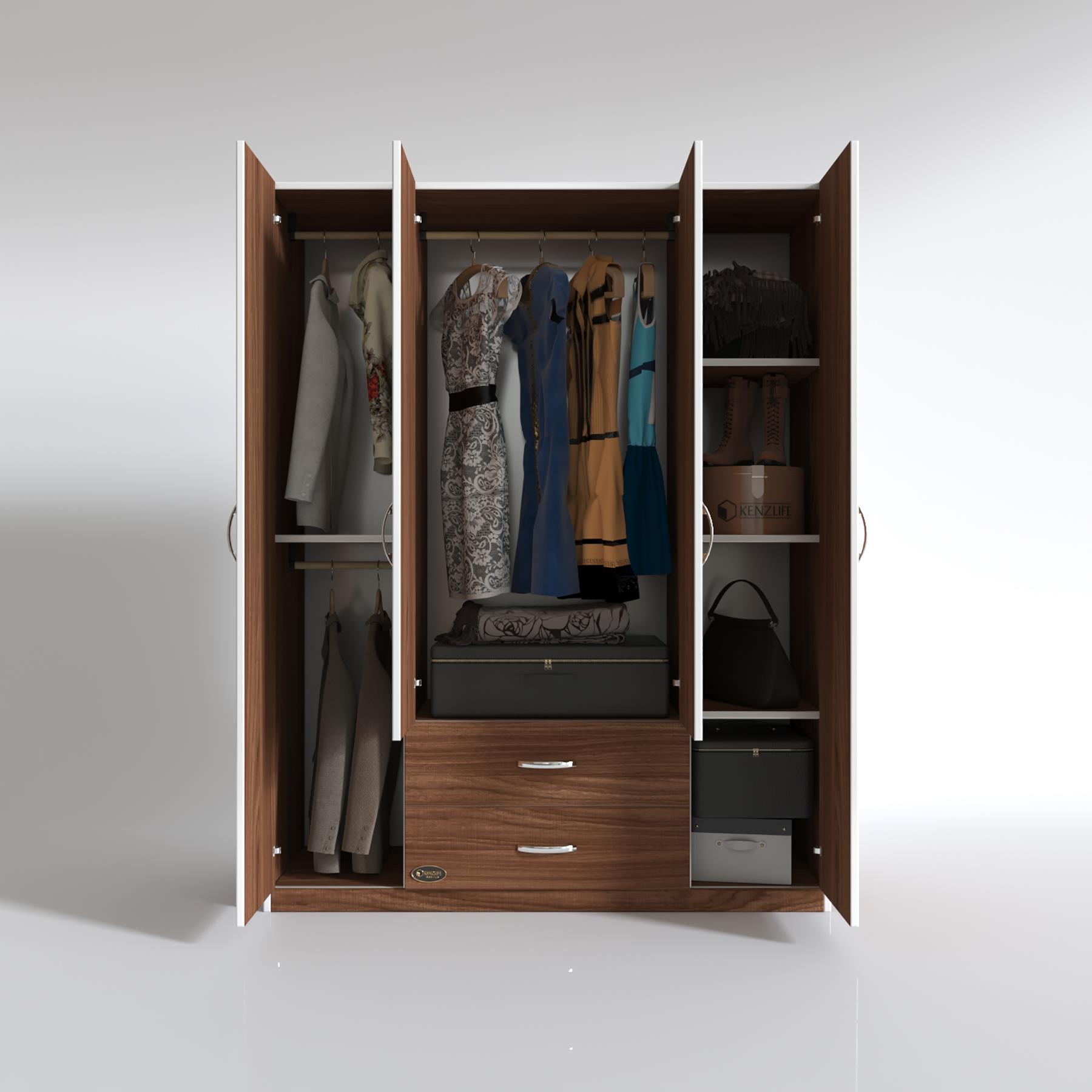 Kenzlife gardırop 4 kapılı 2 çekmeceli deligül 180*160*52 cvz XLARGE kapaklı gardolap dolap