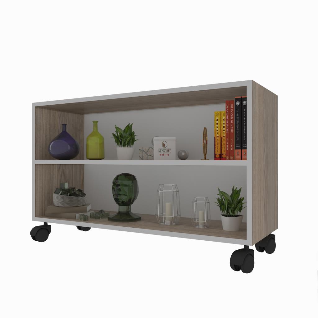 Kenzlife kitaplık beril 048*090*020 crd tekerlekli mutfak dolabı banyo ofis ayakkabılık kiler