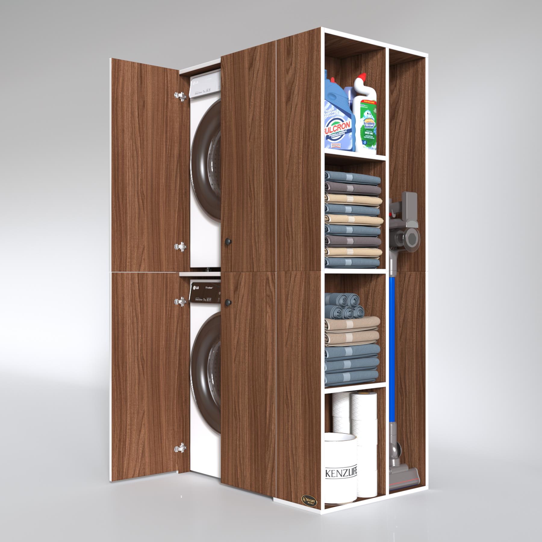 Kenzlife çamaşır-kurutma makinesi dolabı kapaklı foka cvz 180*090*60 banyo arkalıksız