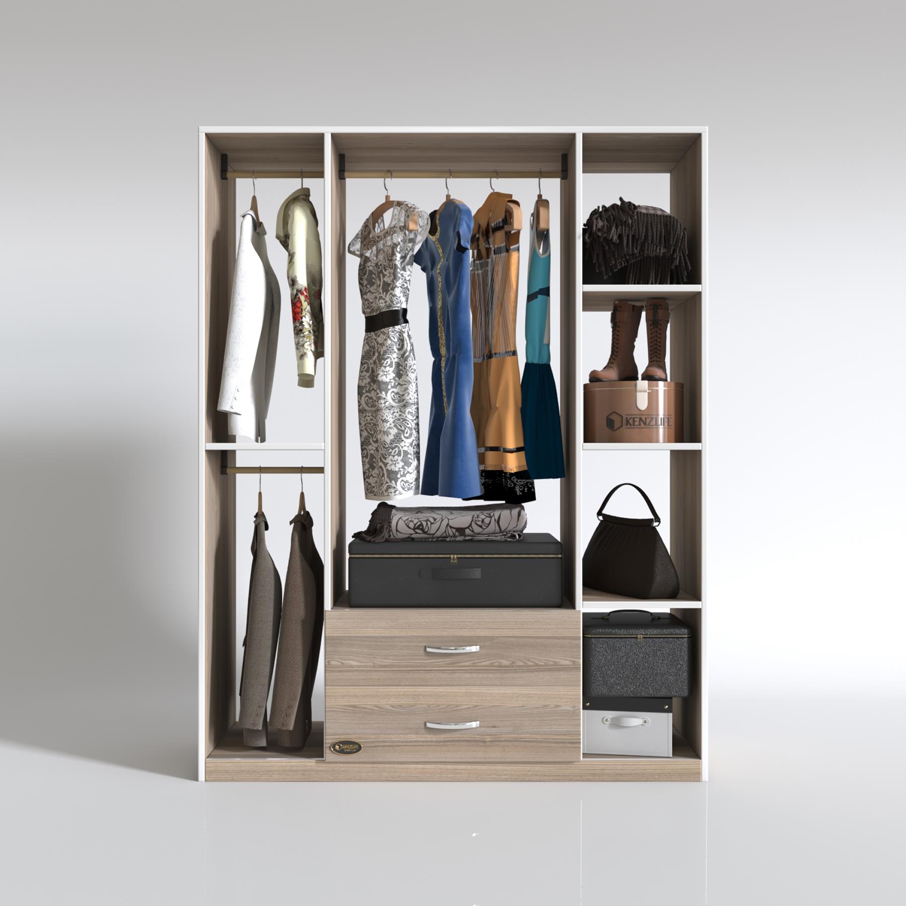 Kenzlife giysi dolabı orhan 175*120*40 crd gardırop 2 çekmeceli