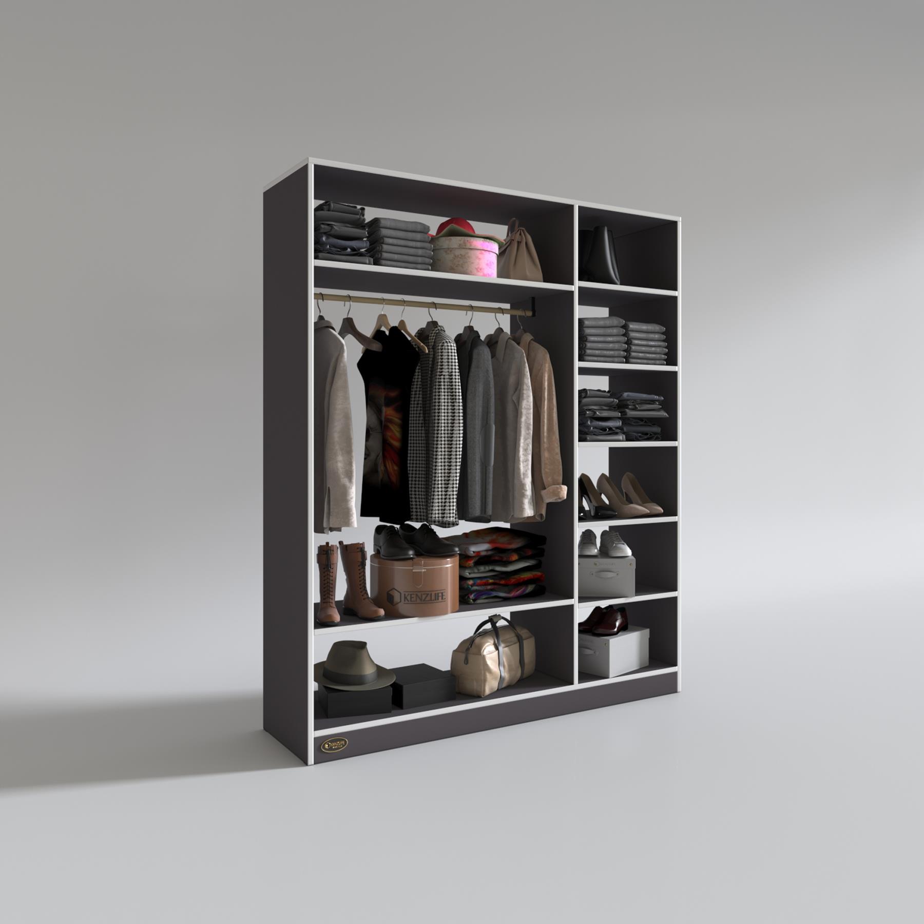 Kenzlife giysi dolabı dursun 180*150*40 gri gardırop