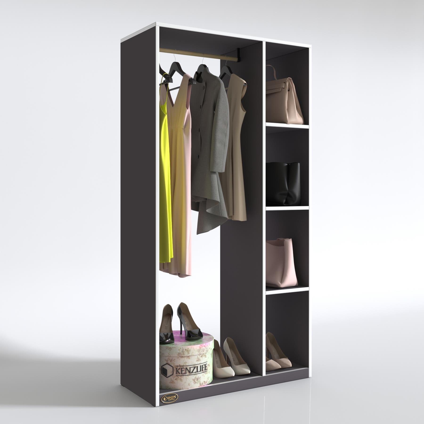 Kenzlife giysi dolabı alpaslan 175*90*40 gri gardırop