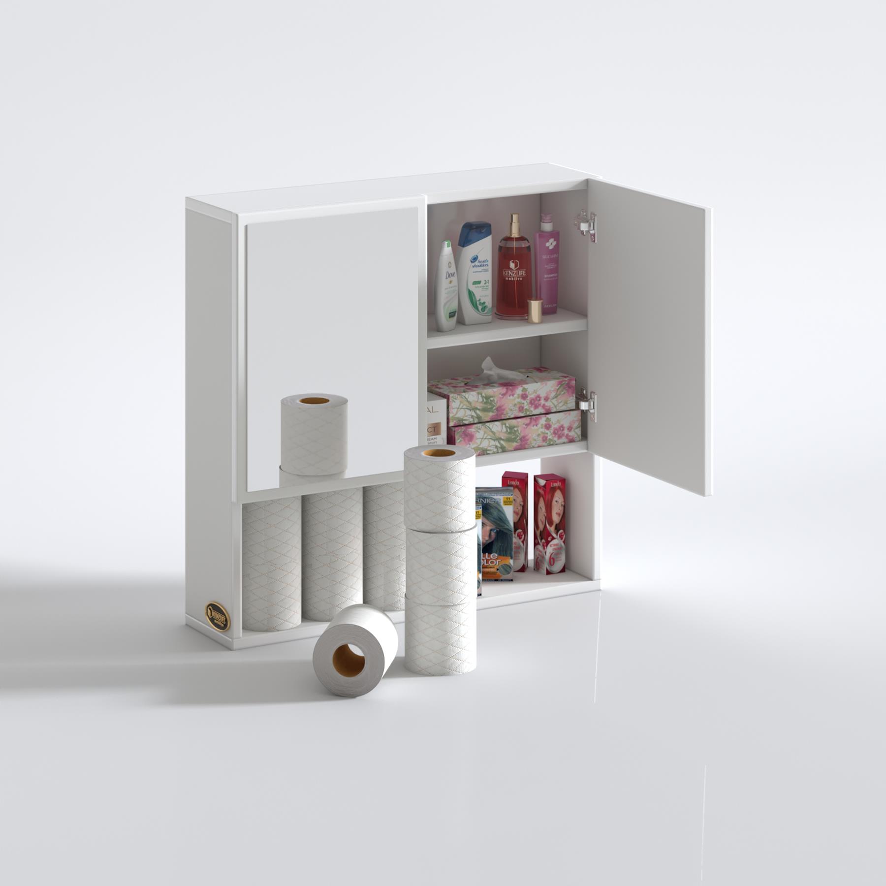 Kenzlife banyo ecza dolabı aynalı çehov byz 060*060*17 çamaşır mutfak üst arkalıklı alt arkalıksız