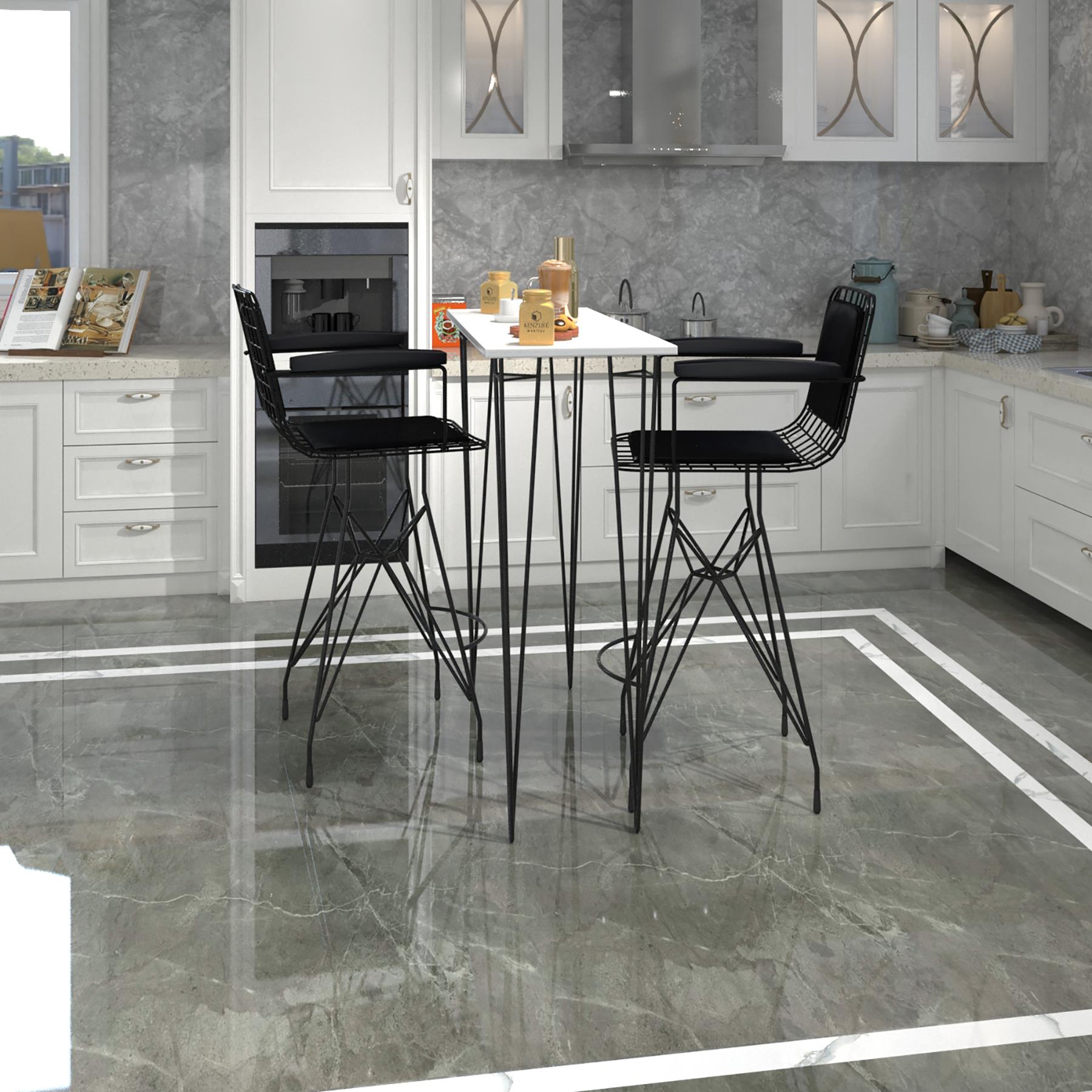 Knsz masa sandalye takımı hem105zengin byzsyh 100*040 2 sandalye syhsyh kolçaklı sırt minderli