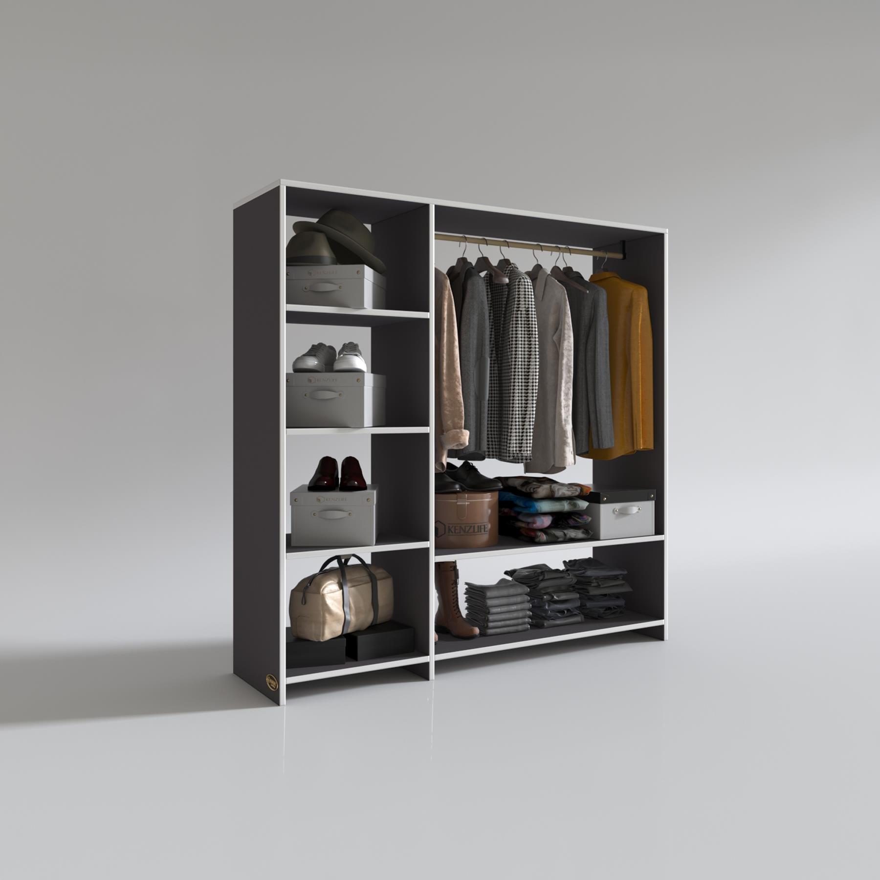 Kenzlife giysi dolabı mükremin 150*150*40 gri gardırop