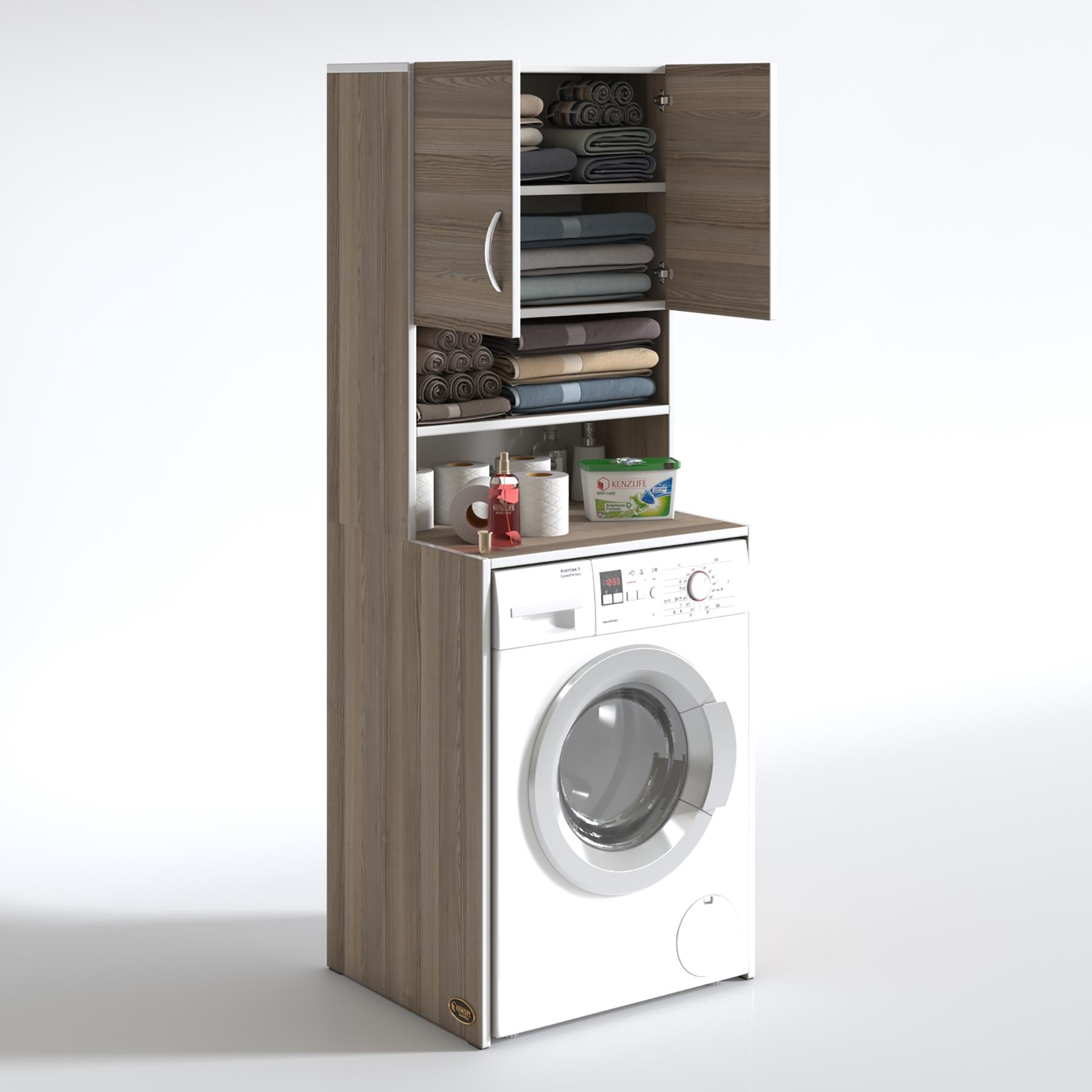 Kenzlife çamaşır makinesi dolabı hayzum crd 180*066*55 banyo kiler çift kapaklı arkalıklı