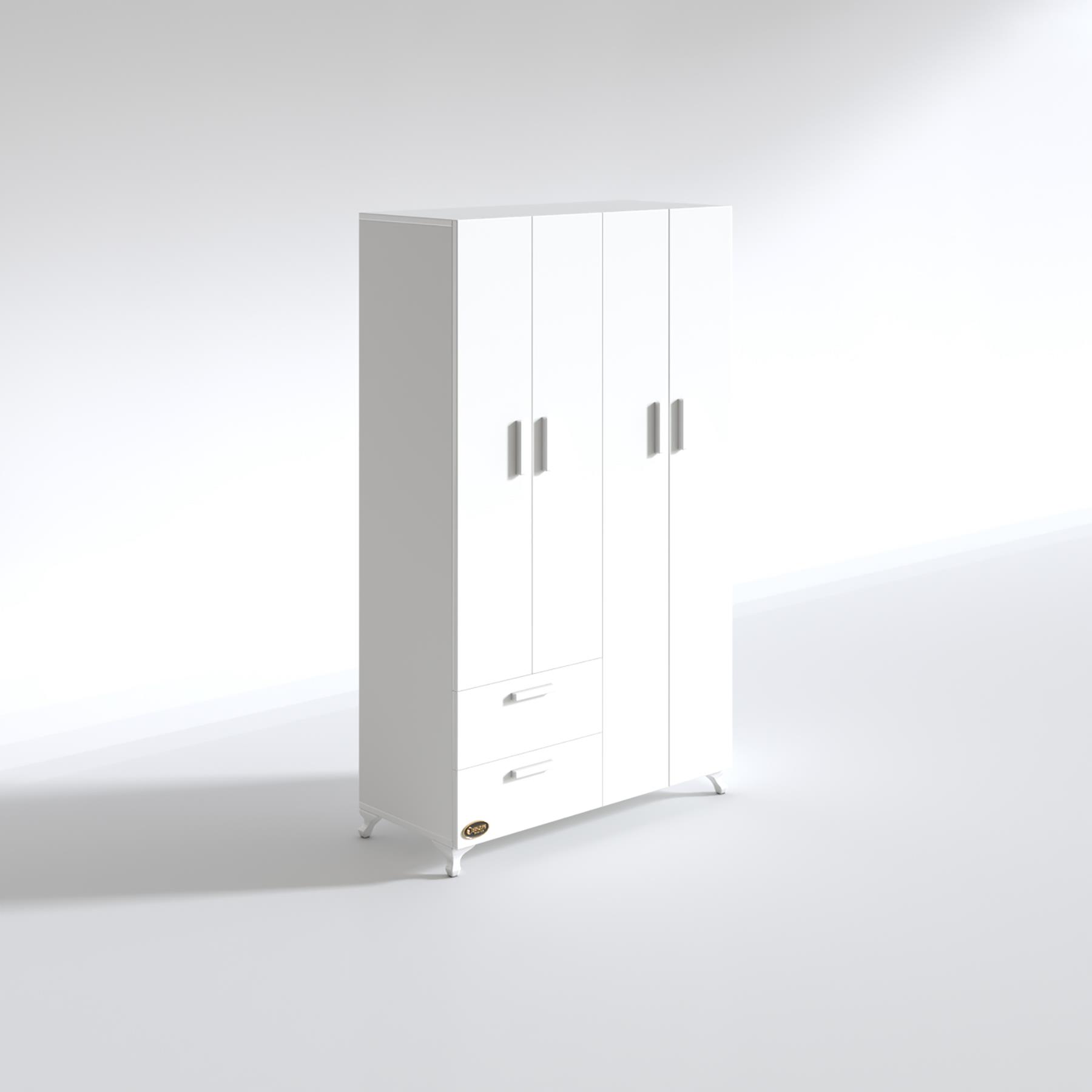 Kenzlife gardırop 4 kapılı 2 çekmeceli gonca 168*100*42 byz ayaklı gardolap dolap ofis