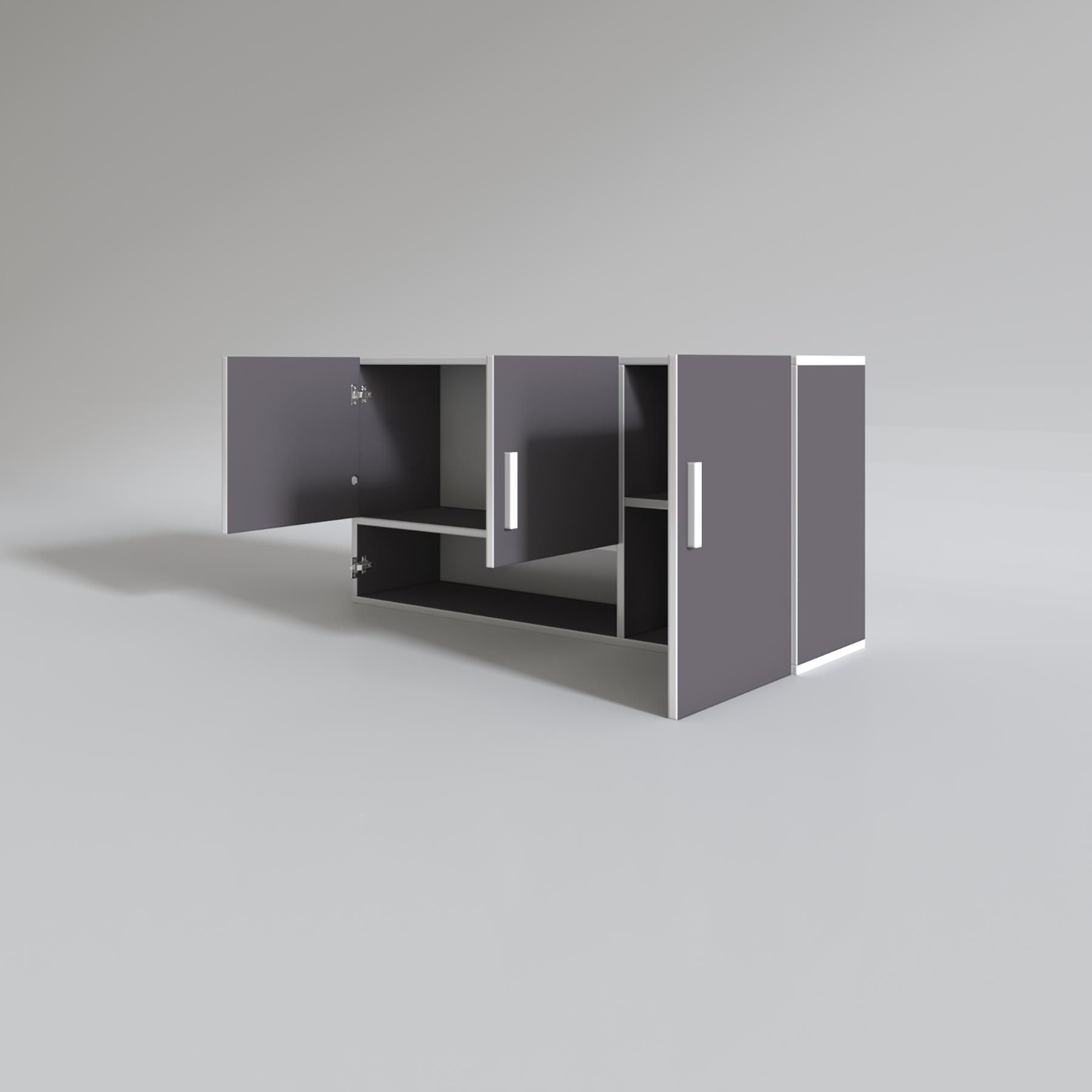Kenzlife hazır mutfak mirena22 gri 060*120*22 mutfak banyo dolabı kapaklı raflı