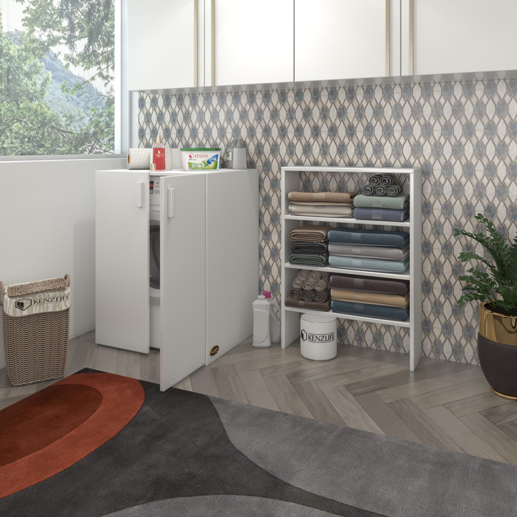 Kenzlife çamaşır makinesi dolabı halifman byz 180*066*55-20 banyo kapaksız arkalıksız