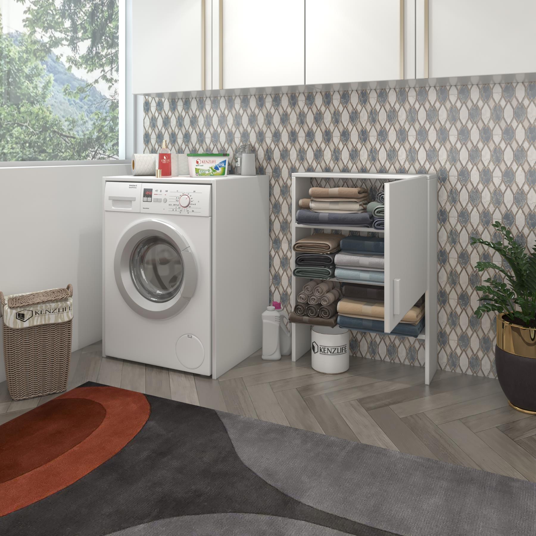 Kenzlife çamaşır makinesi dolabı iffe lundberg byz 180*066*55-20 banyo kapaklı arkalıksız
