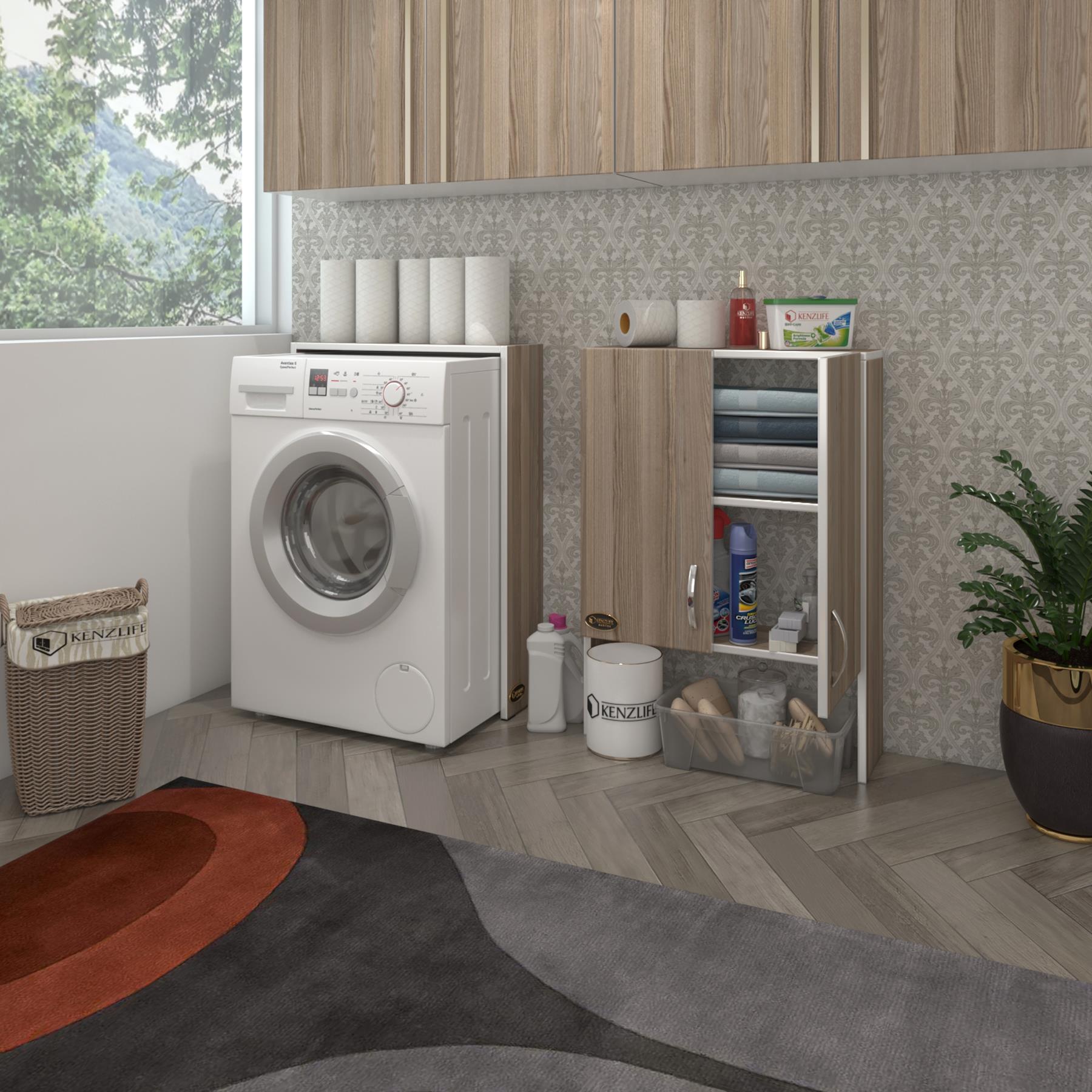 Kenzlife çamaşır makinesi dolabı veronika crd 180*066*20 banyo çift kapaklı arkalıksız