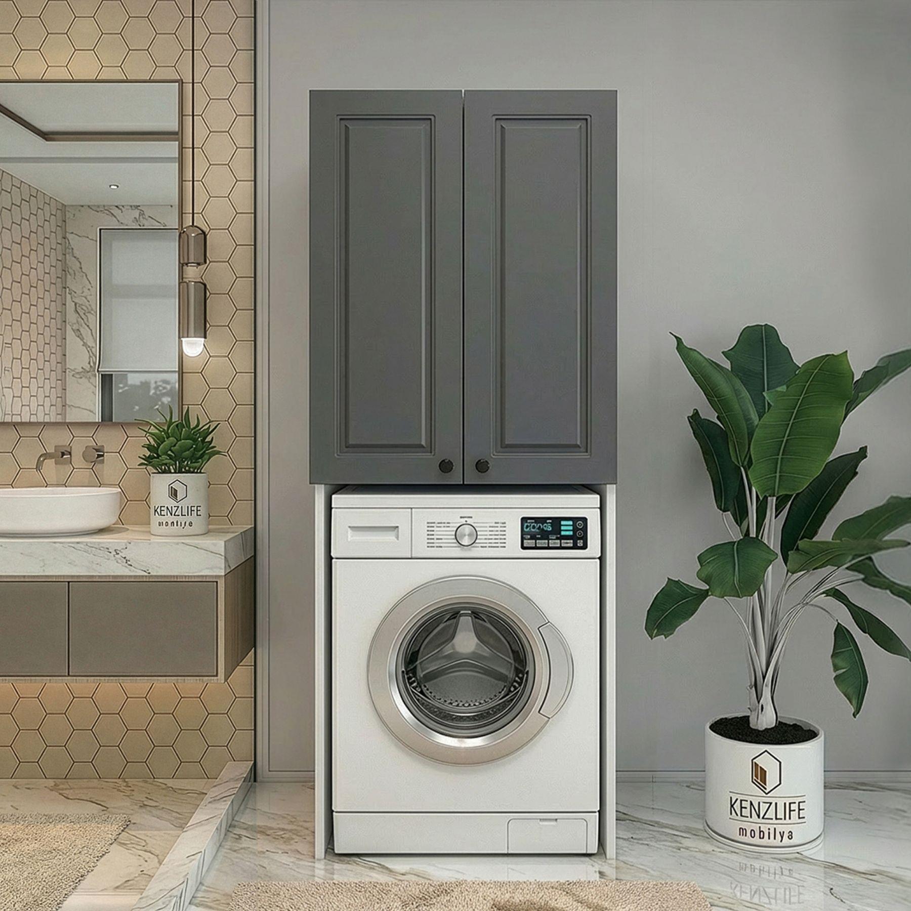 Kenzlife membran çamaşır-kurutma-bulaşık makinesi dolabı mahidevran gribyz çerçeve 180*70*60 mebran kapak suntalam gövde