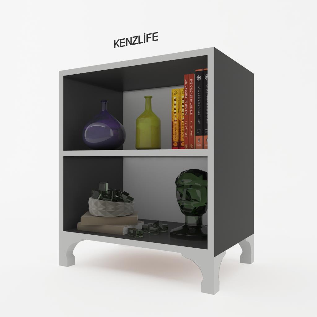 Kenzlife kitaplık tuğçe 048*030*020 gri ayaklı mutfak dolabı banyo ofis ayakkabılık kiler
