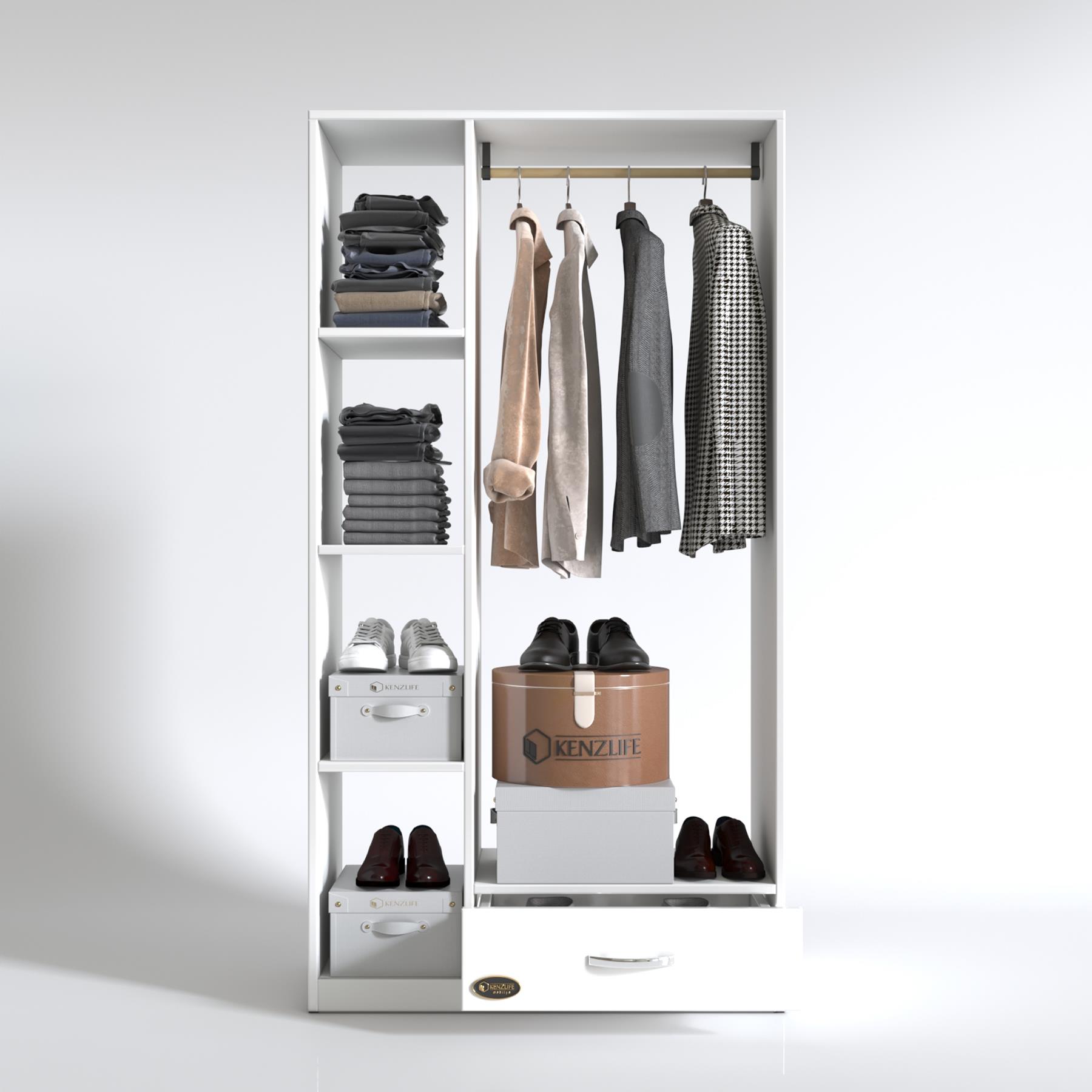 Kenzlife giysi dolabı mengühan 175*90*40 byz gardırop 1 çekmeceli