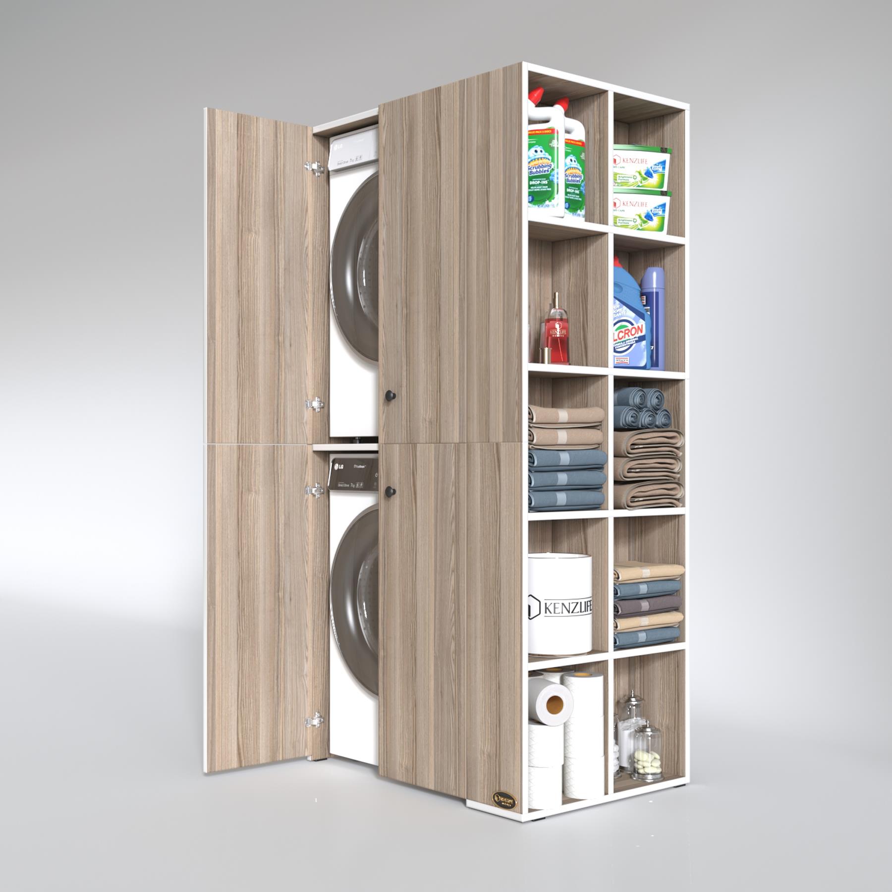 Kenzlife çamaşır-kurutma makinesi dolabı kapaklı fedyenka crd 180*090*60 banyo arkalıksız