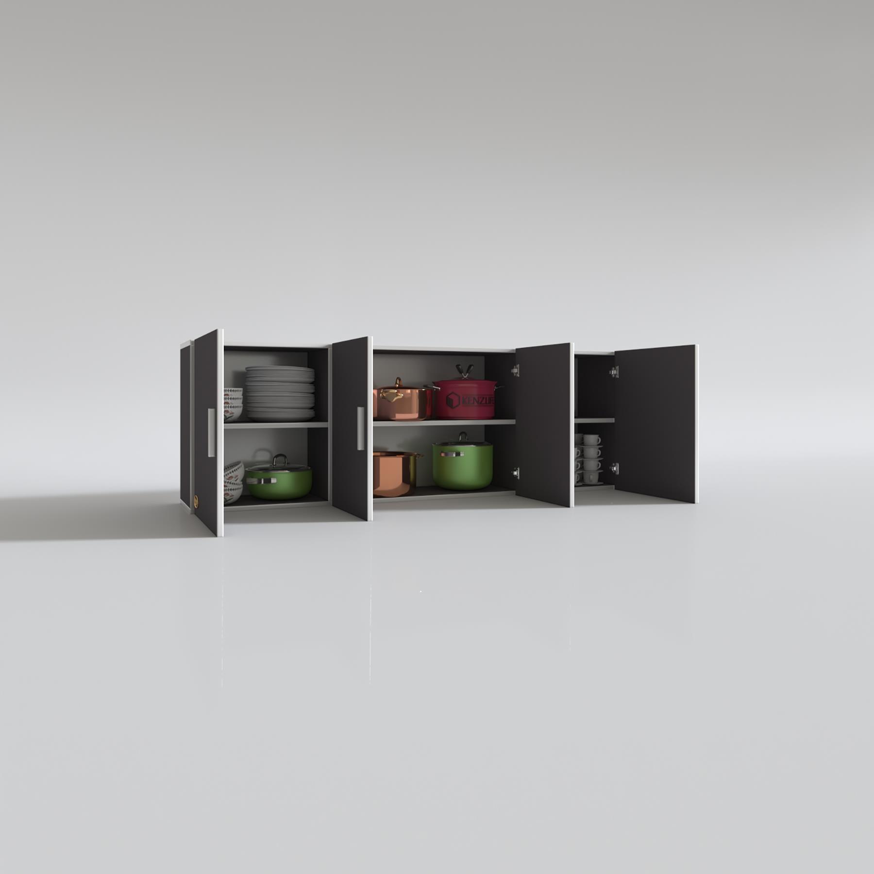 Kenzlife hazır mutfak silvanus gri 060*180*32 mutfak banyo dolabı kapaklı raflı