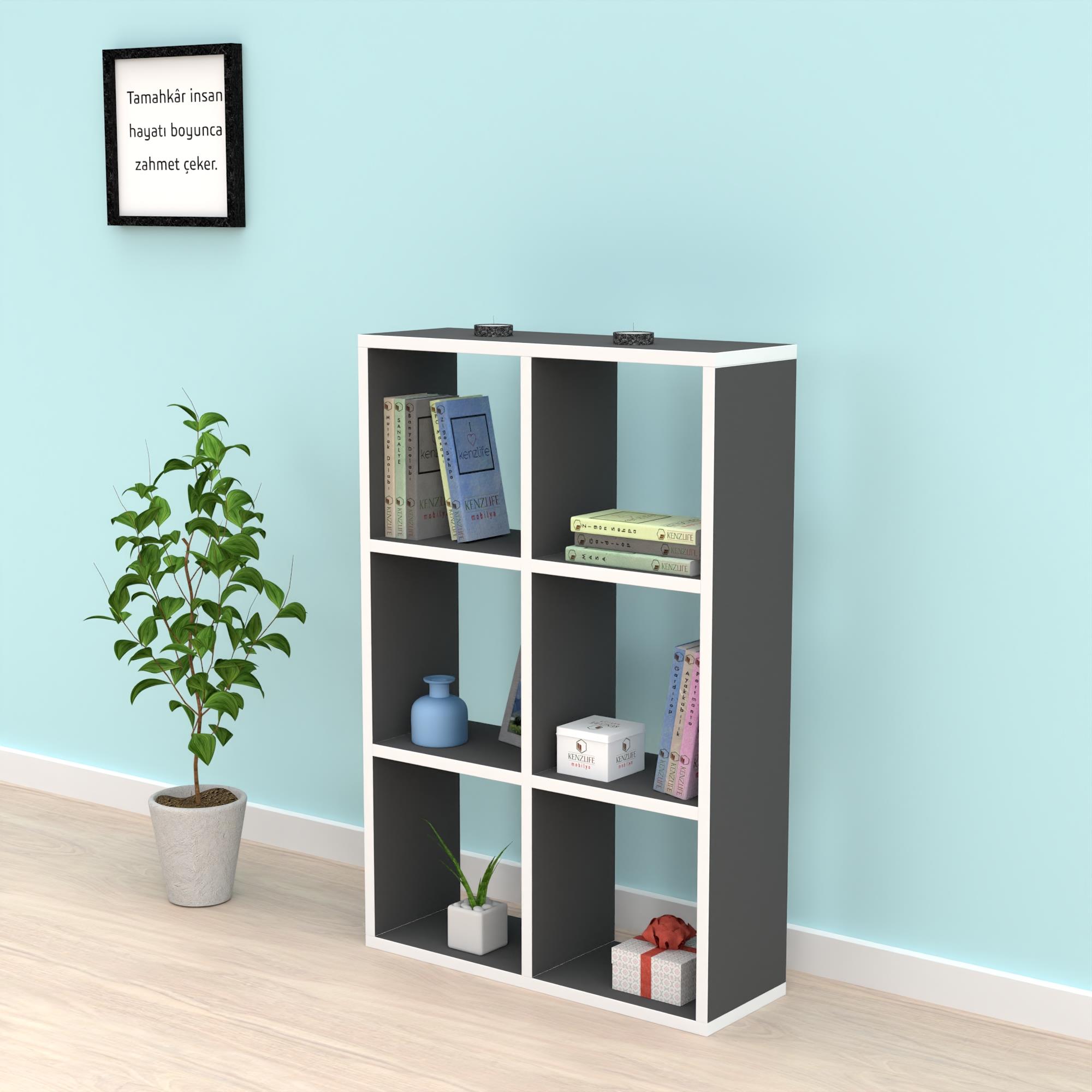 Kenzlife kitaplık güher 090*060*20 gri duvar rafı