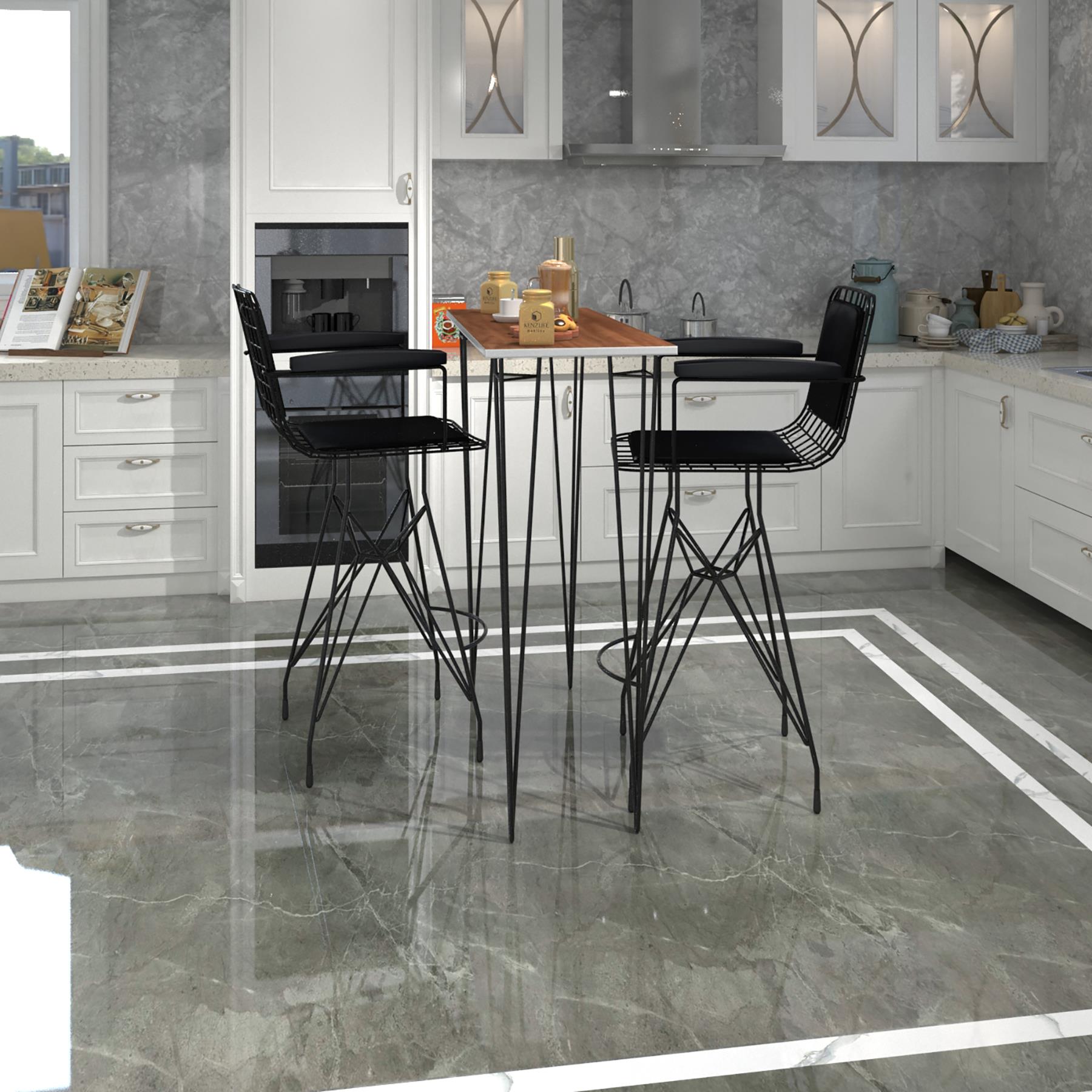 Knsz masa sandalye takımı hem105zengin cvzsyh 100*040 2 sandalye syhsyh kolçaklı sırt minderli