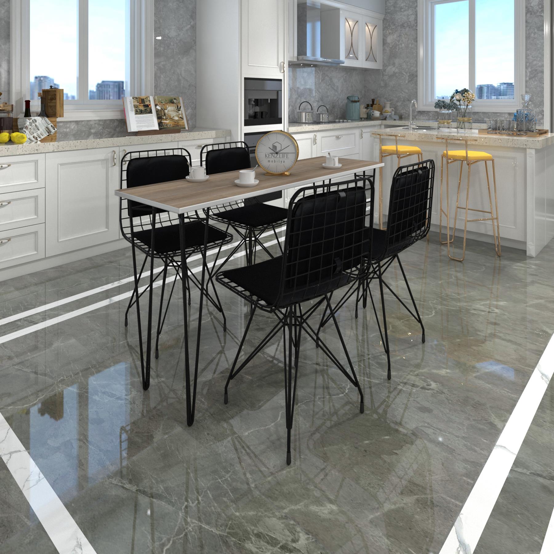 Knsz masa sandalye takımı hem75mazlum crdsyh 140*040 sm 4 sandalye syhsyh sırt minderli