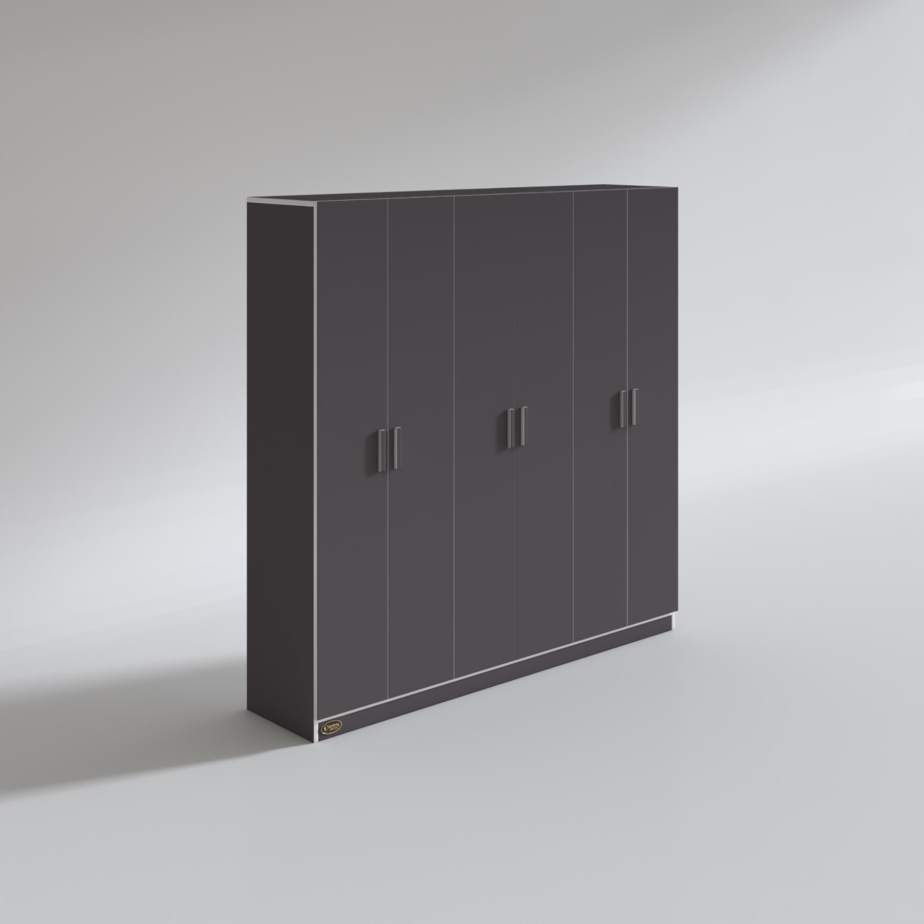 Kenzlife gardırop 6 kapaklı kapılı anemon 180*180*42 gri gardolap dolap